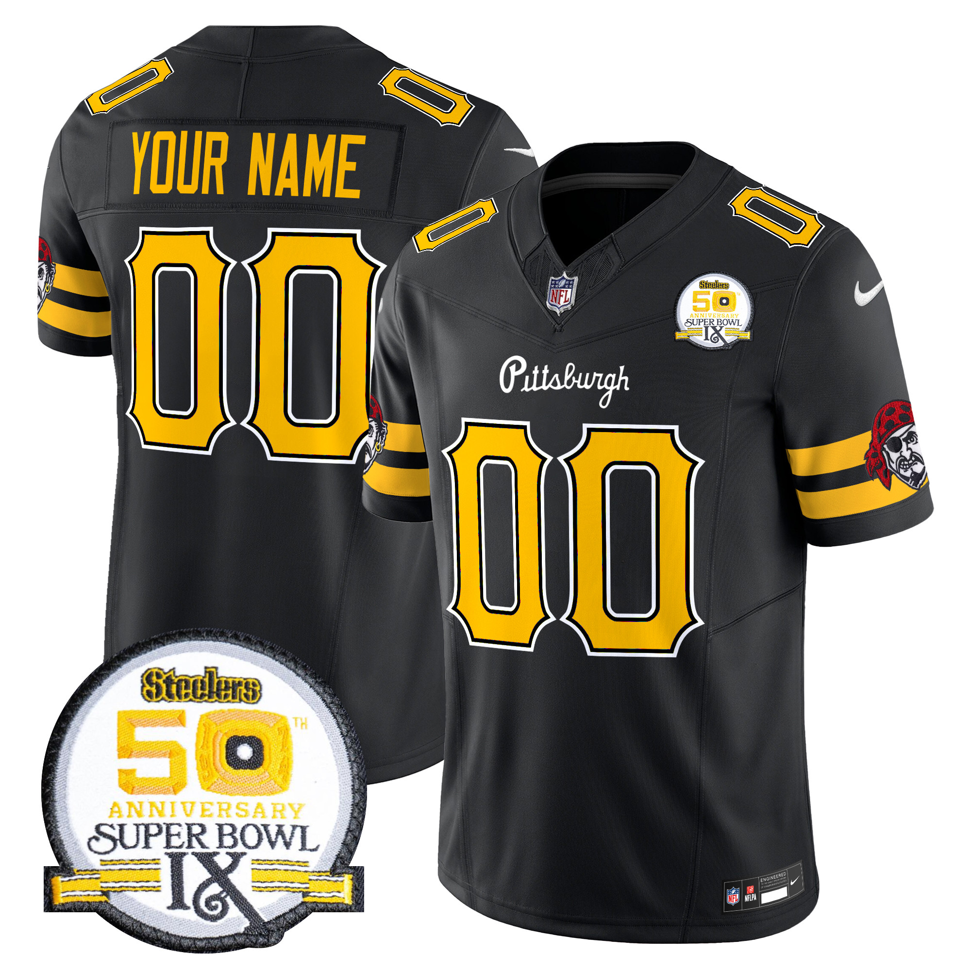 Men's Pittsburgh Steelers 2024 Vapor Limited Custom Black Jersey - All Stitched