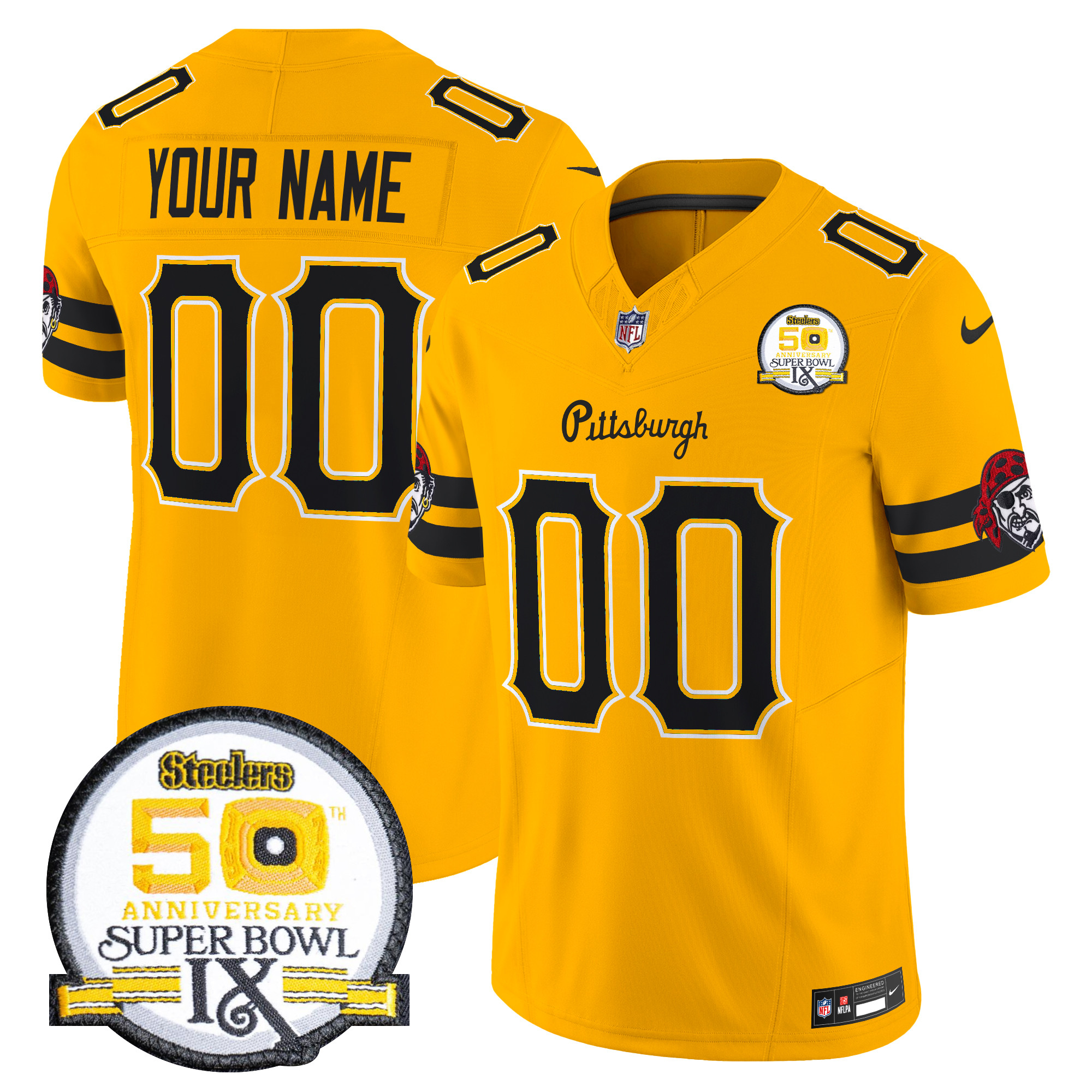 Men's Pittsburgh Steelers 2024 Vapor Limited Custom Gold Jersey - All Stitched