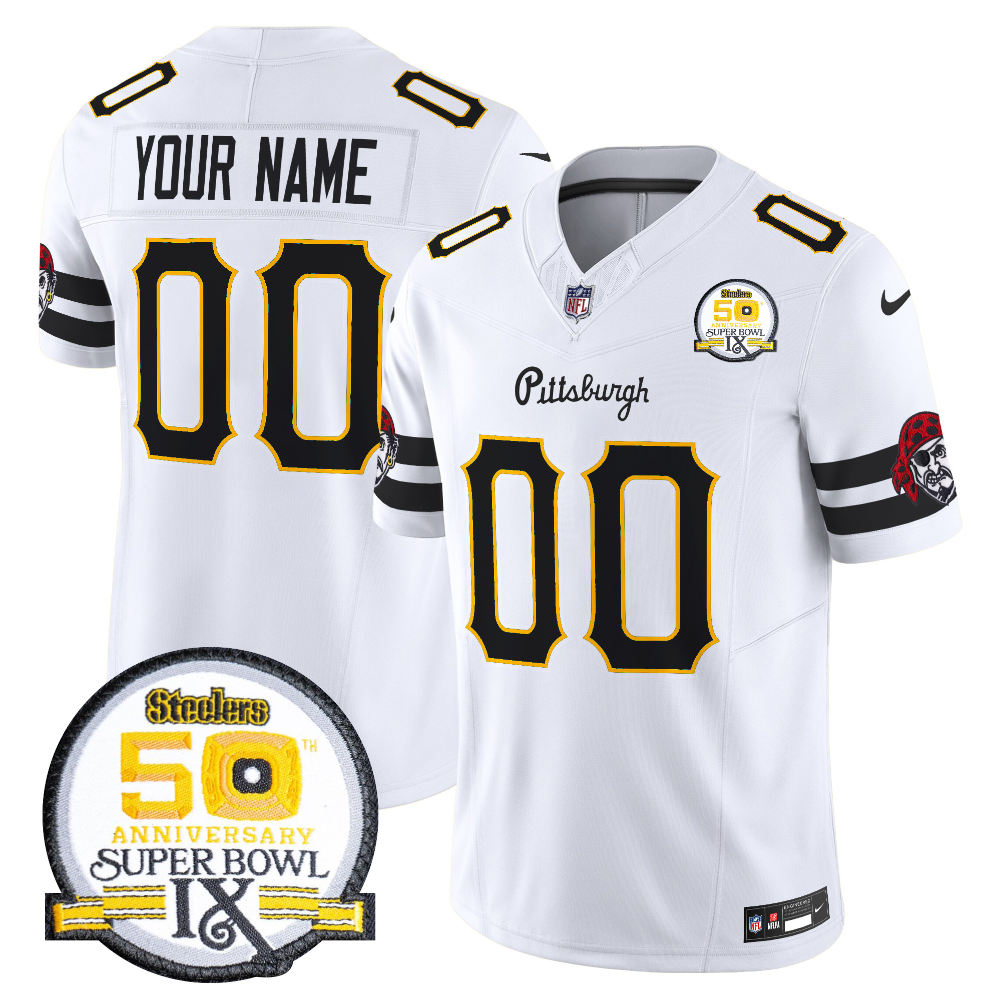 Men's Pittsburgh Steelers 2024 Vapor Limited Custom White Jersey - All Stitched