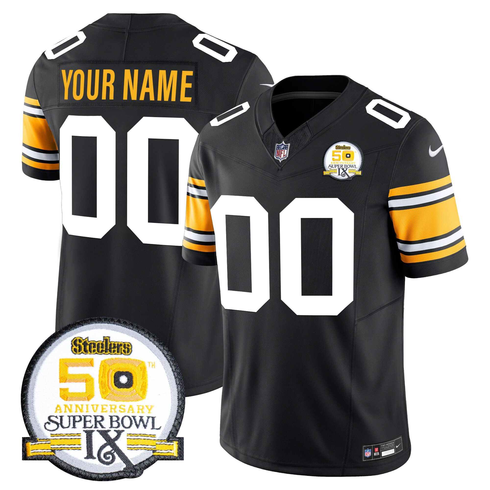 Men's Pittsburgh Steelers Throwback 2024 Vapor Limited Custom 1975 Throwback Jersey - All Stitched