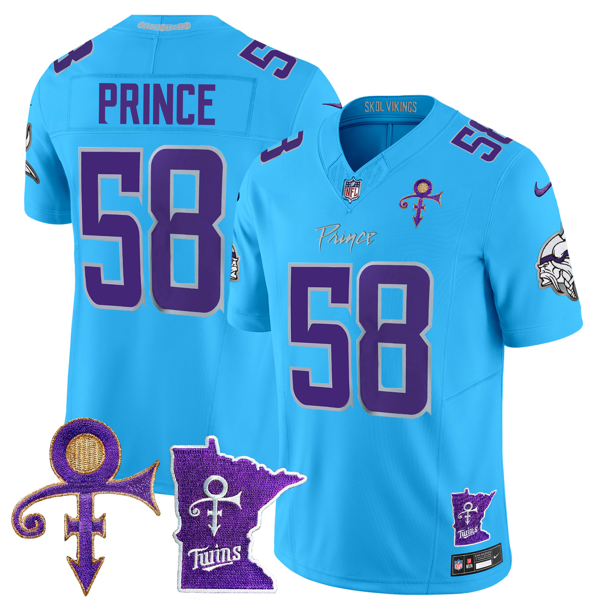 Men's Prince 1958 Minnesota Vikings 2024 Prince Vapor Limited Light Blue Jersey V2 - All Stitched