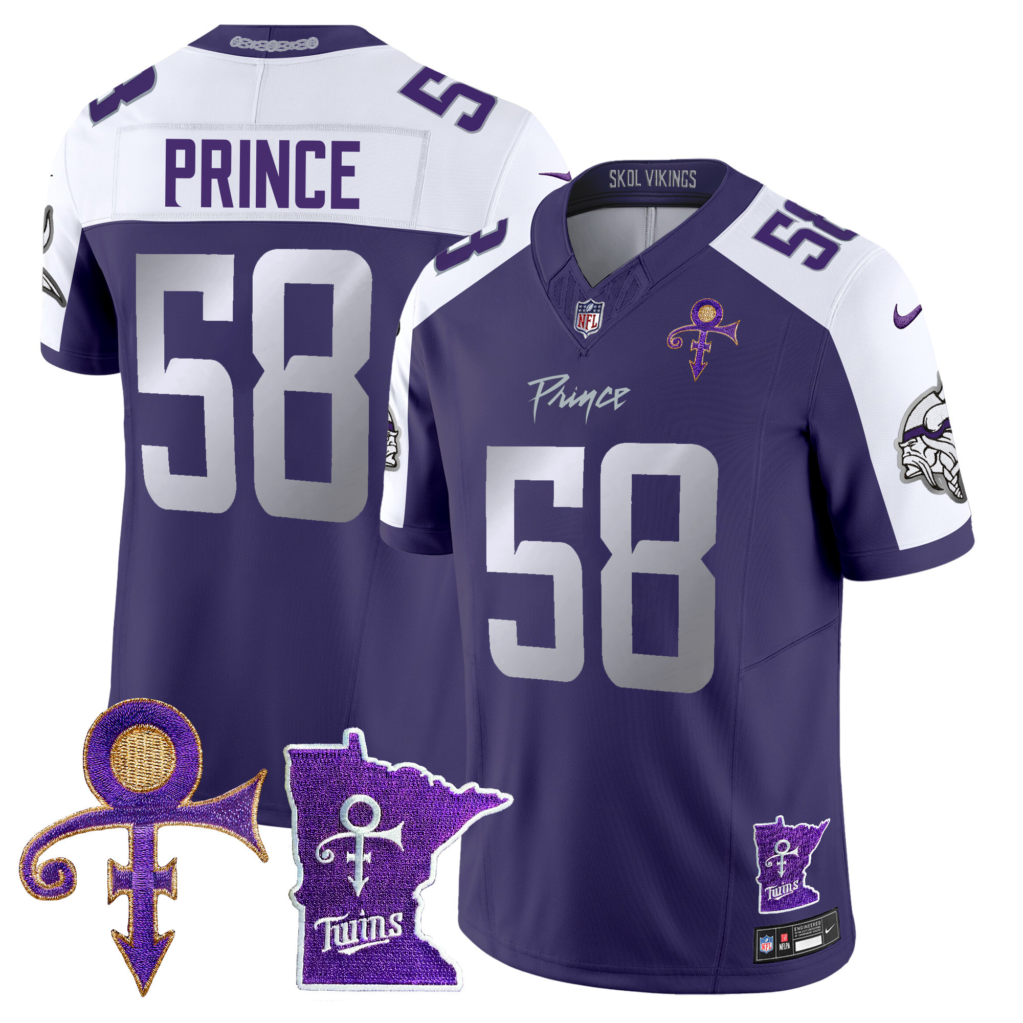 Men's Prince 1958 Minnesota Vikings 2024 Prince Vapor Limited Purple Alternate Jersey V2 - All Stitched