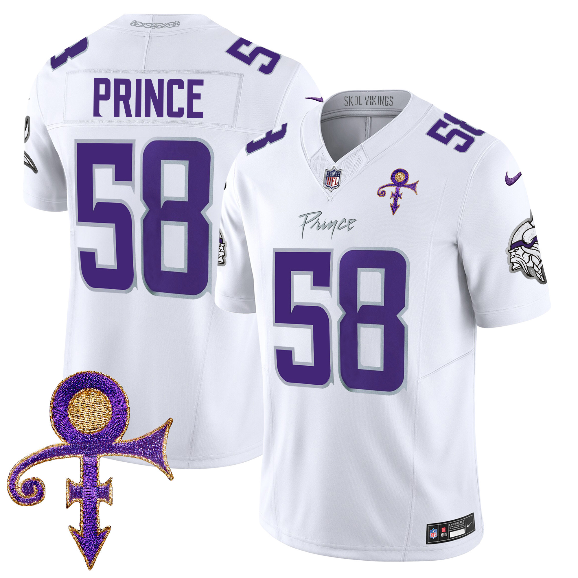 Men's Prince 1958 Minnesota Vikings 2024 Prince Vapor Limited White Limited Jersey - All Stitched