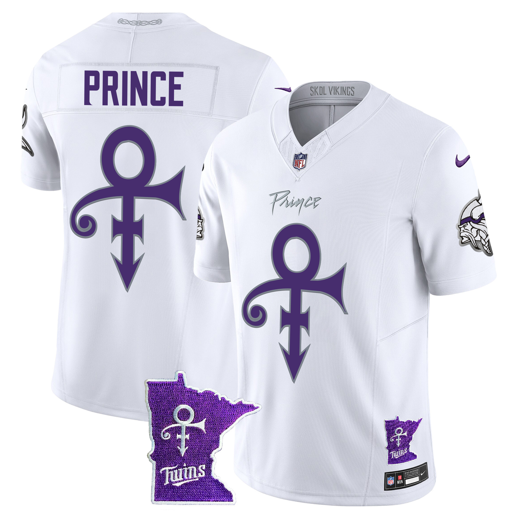 Men's Prince Minnesota Vikings 2024 Prince Vapor Limited White Limited Jersey V2 - All Stitched
