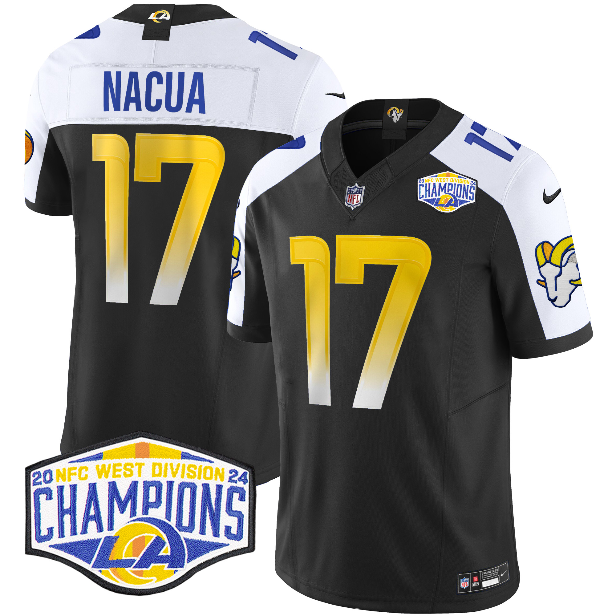 Men's Puka Nacua Los Angeles Rams 2024 NFC West Division Champions Vapor Limited Black Alternate Jersey - All Stitched