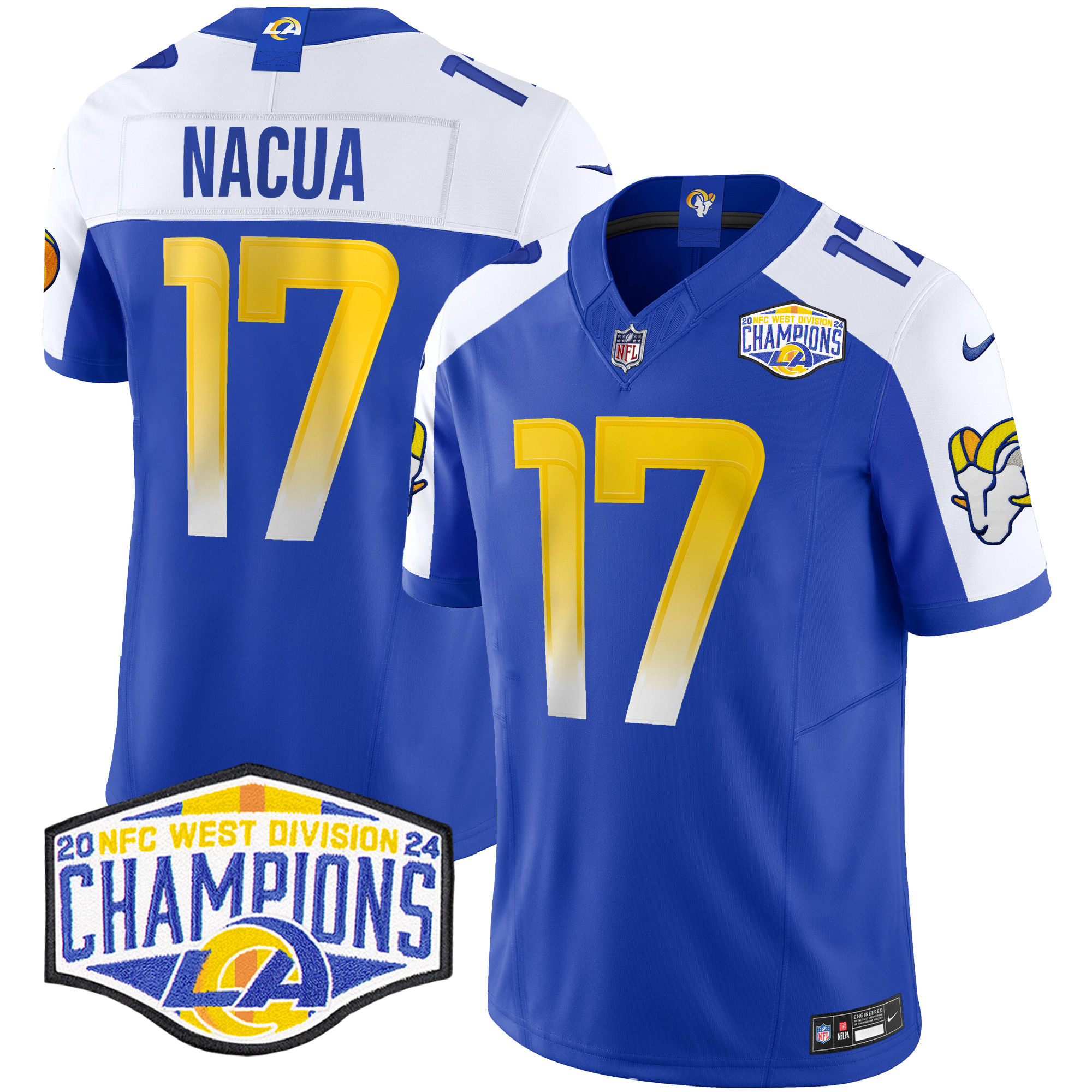 Men's Puka Nacua Los Angeles Rams 2024 NFC West Division Champions Vapor Limited Royal Alternate Jersey - All Stitched