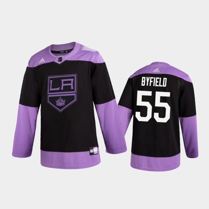 Men's Quinton Byfield #55 Los Angeles Kings 2020 Fights Cancer Black Practice Jersey