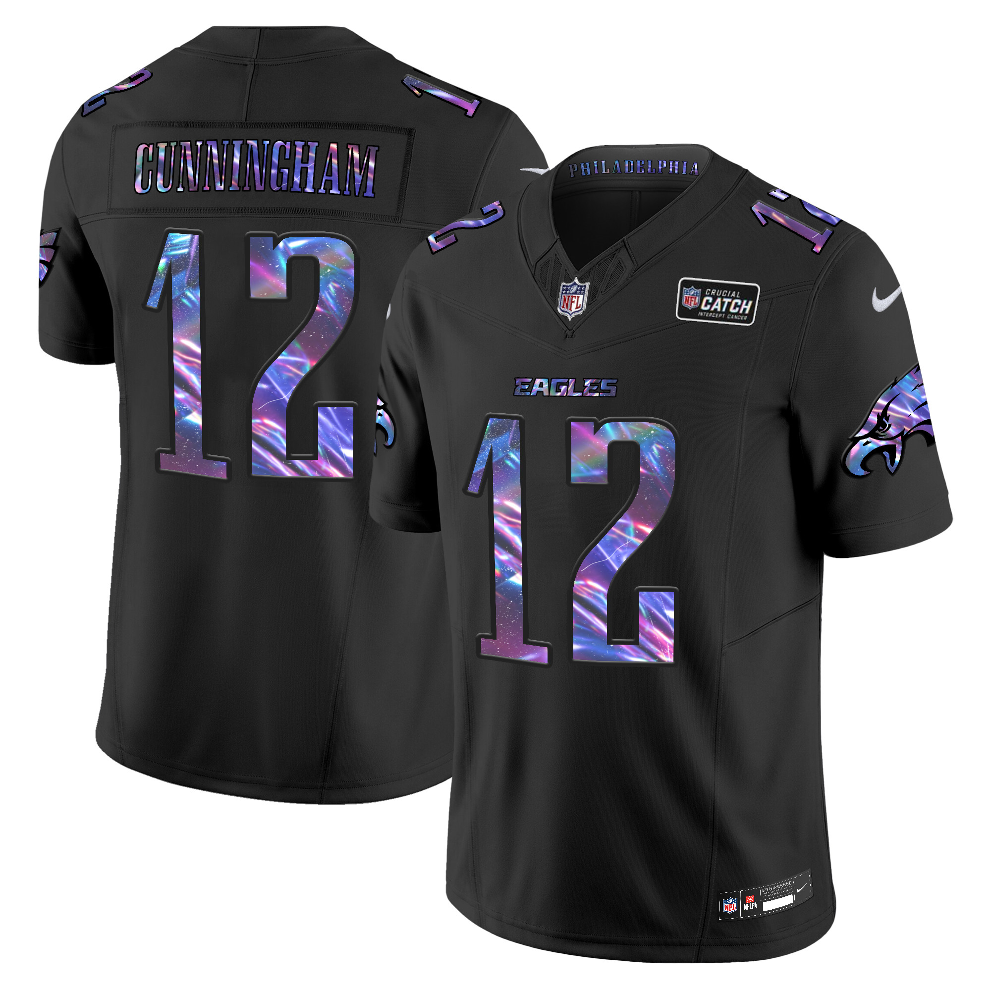 Men's Randall Cunningham Philadelphia Eagles 2024 Crucial Catch Vapor Limited Black Jersey - All Stitched