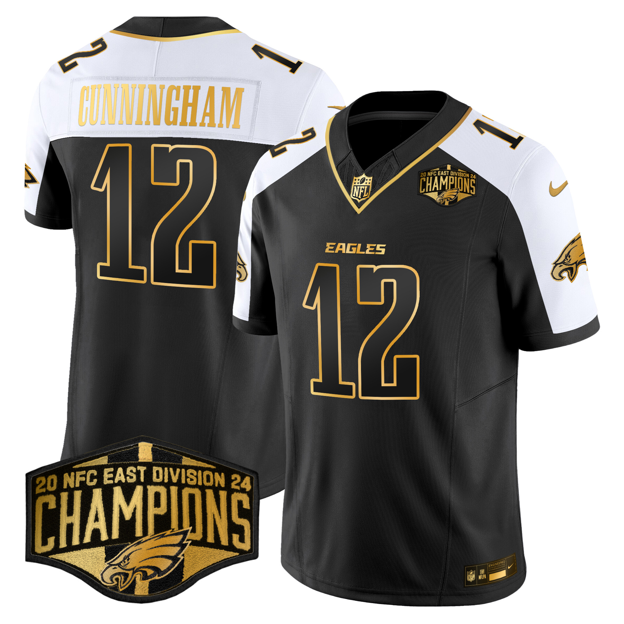 Men's Randall Cunningham Philadelphia Eagles 2024 NFC East Division Champions Gold Vapor Limited Alternate Jersey - All Stitched