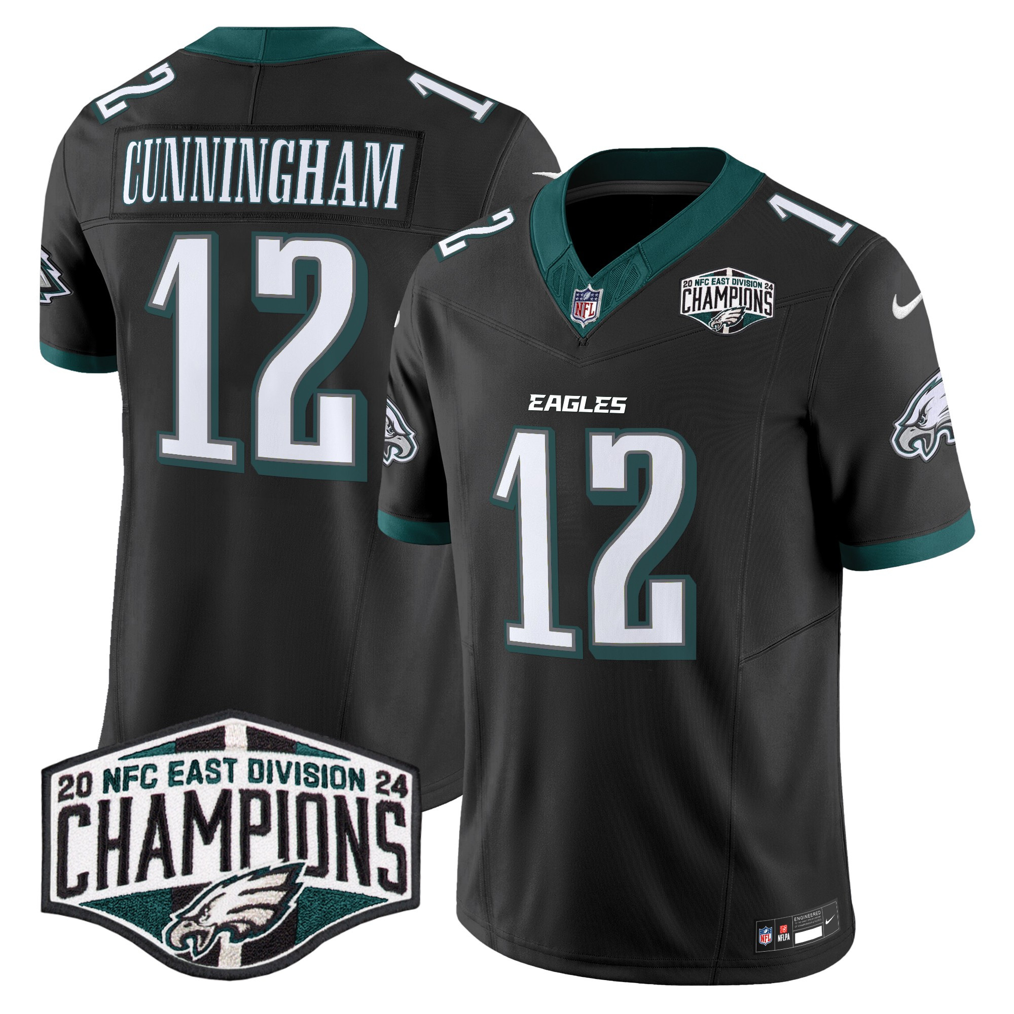 Men's Randall Cunningham Philadelphia Eagles 2024 NFC East Division Champions Vapor Limited Black Jersey - All Stitched