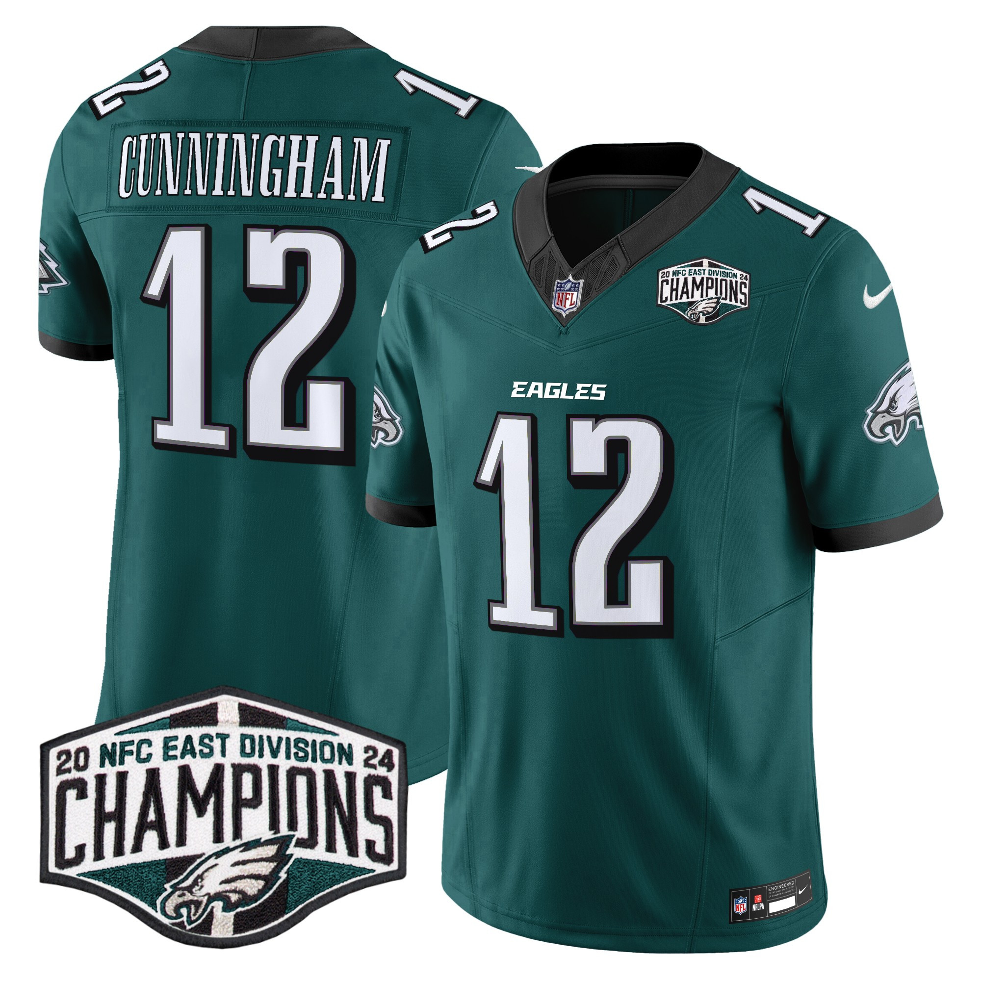 Men's Randall Cunningham Philadelphia Eagles 2024 NFC East Division Champions Vapor Limited Midnight Green Jersey - All Stitched