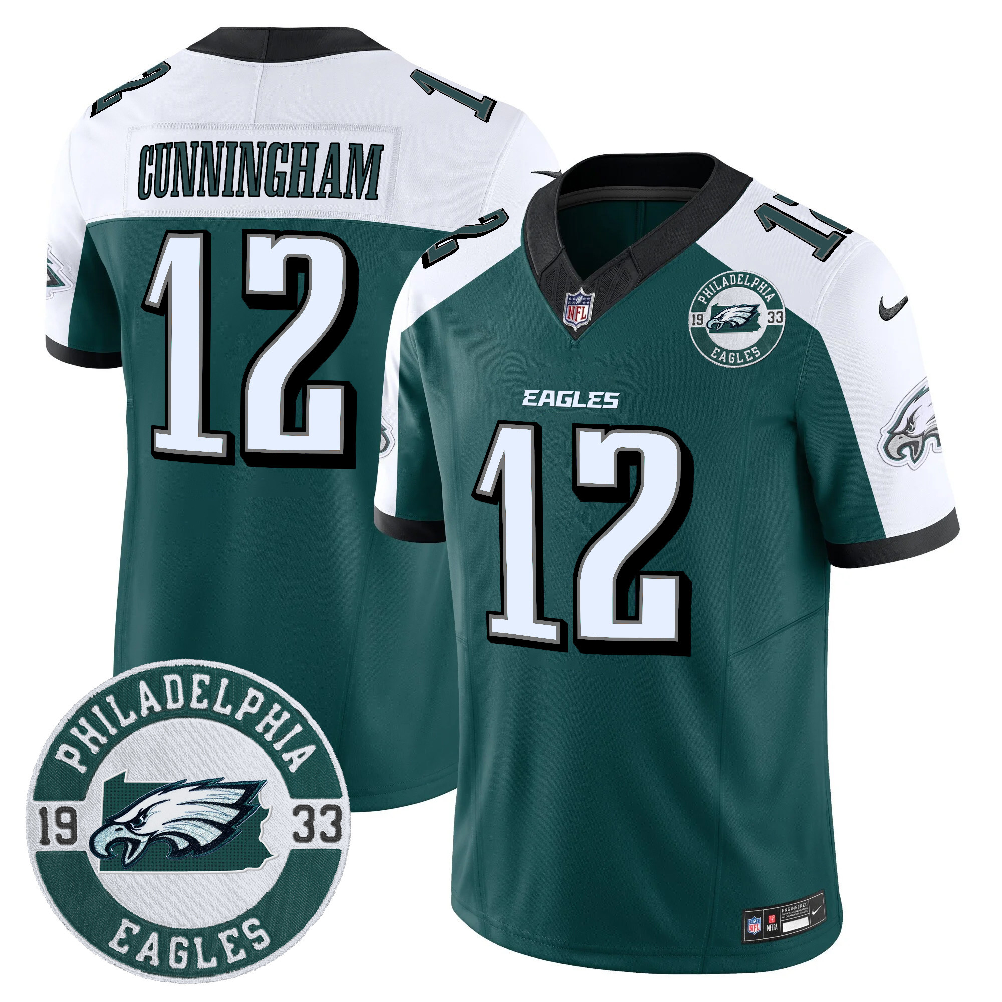 Men's Randall Cunningham Philadelphia Eagles 2024 Vapor Limited Alternate Jersey - All Stitched