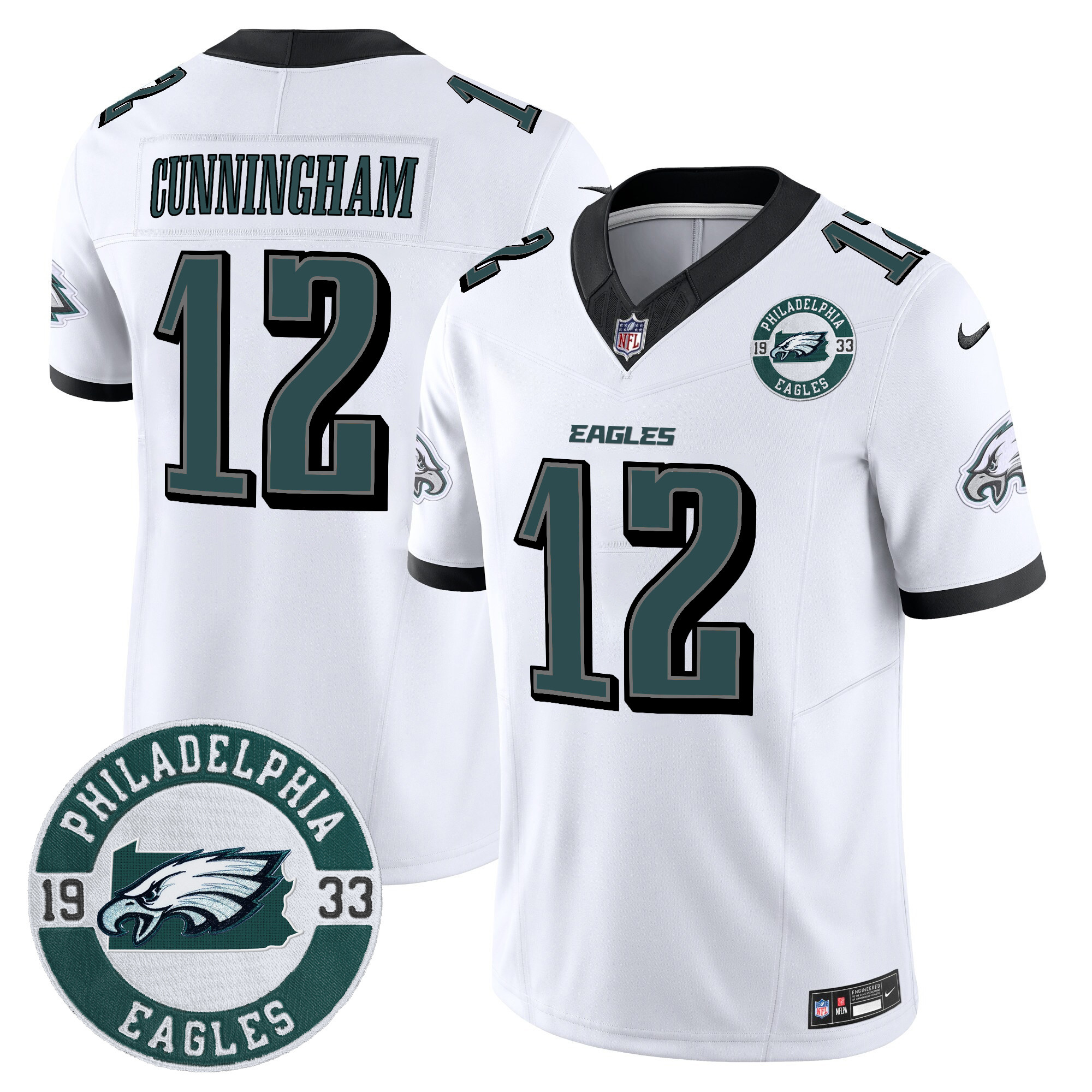 Men's Randall Cunningham Philadelphia Eagles 2024 Vapor Limited White Jersey - All Stitched