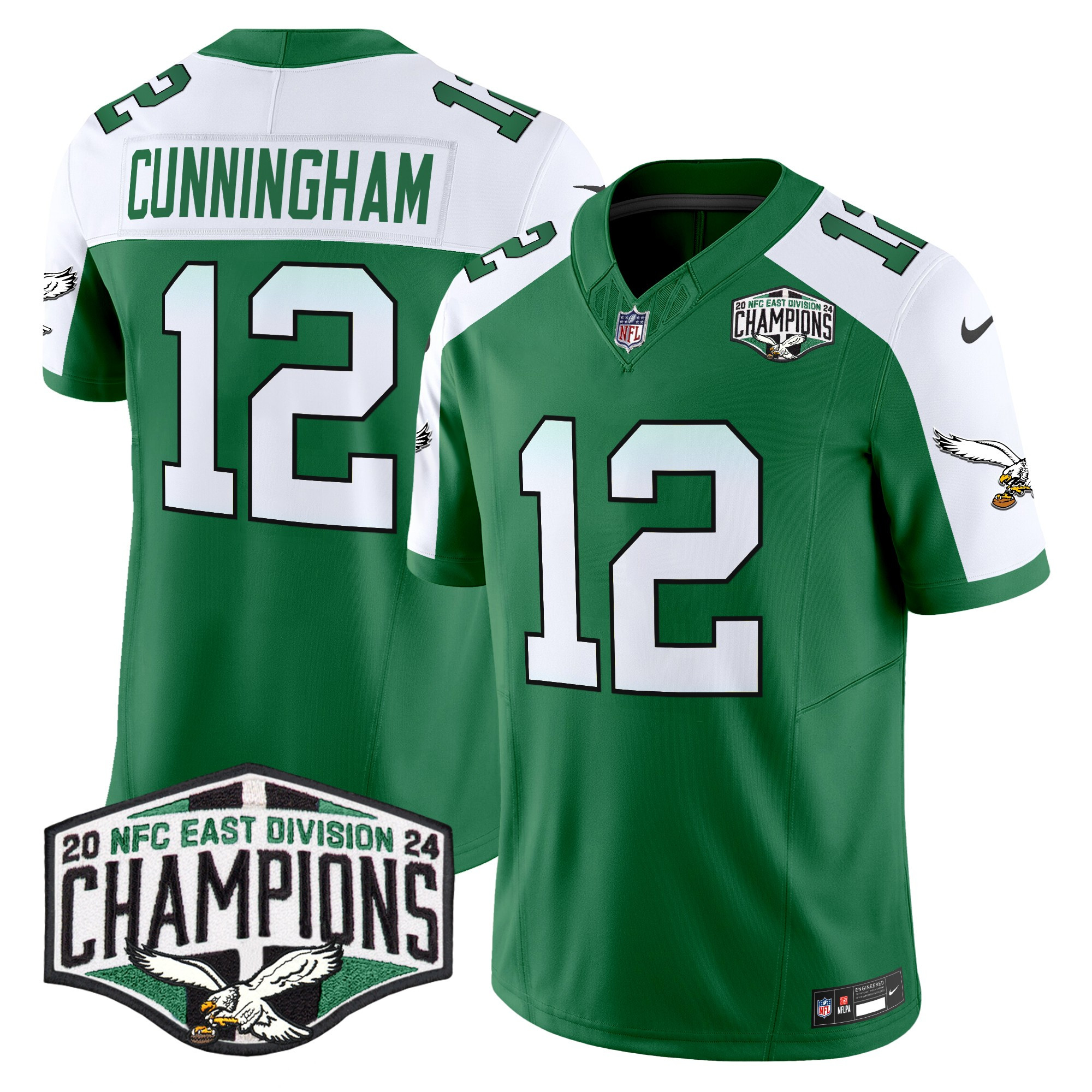 Men's Randall Cunningham Philadelphia Eagles Kelly Green 2024 NFC East Division Champions Vapor Limited Kelly Alternate Jersey - All Stitched