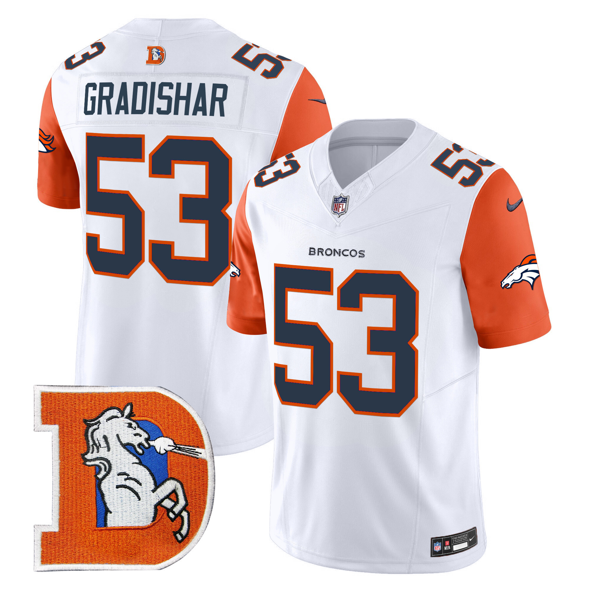 Men's Randy Gradishar Denver Broncos Throwback Vapor Limited Orange Sleeves Jersey - All Stitched