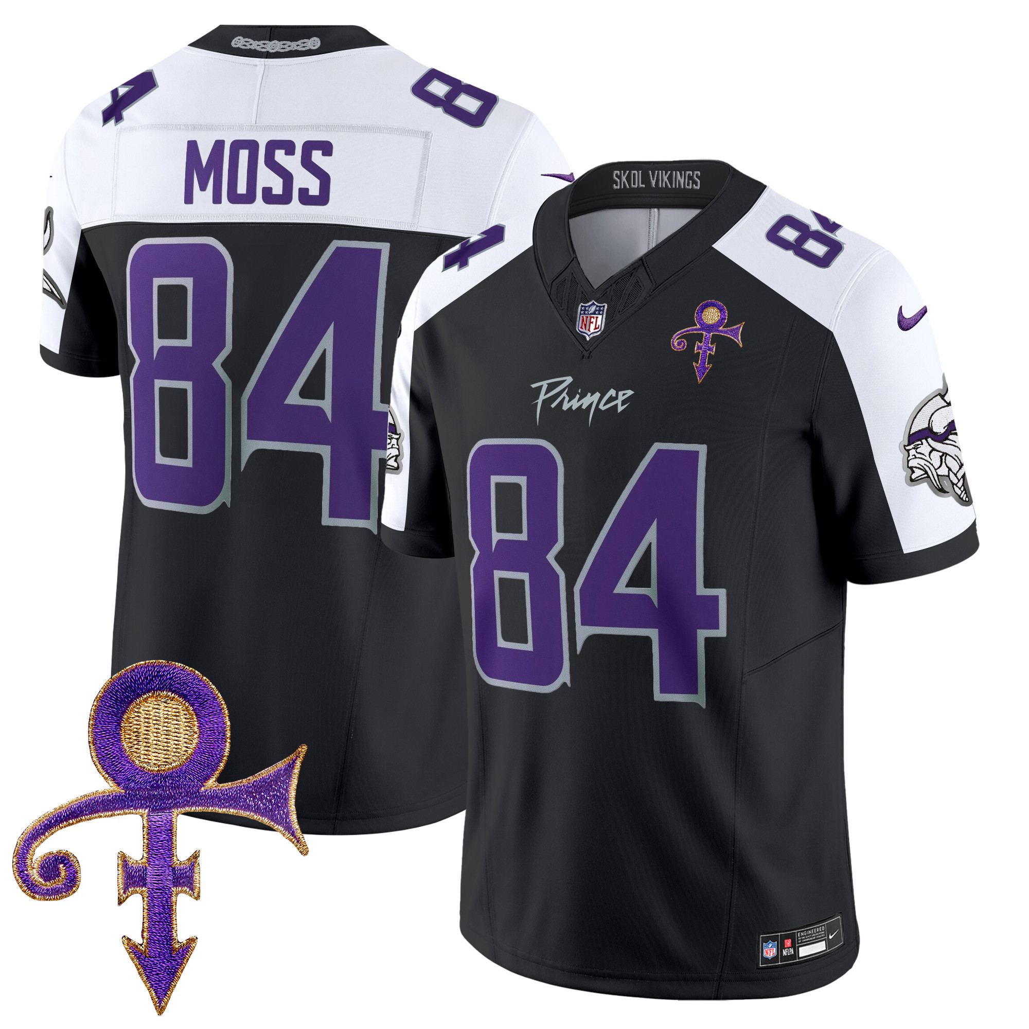 Men's Randy Moss Minnesota Vikings 2024 Prince Vapor Limited Black Alternate Jersey - All Stitched