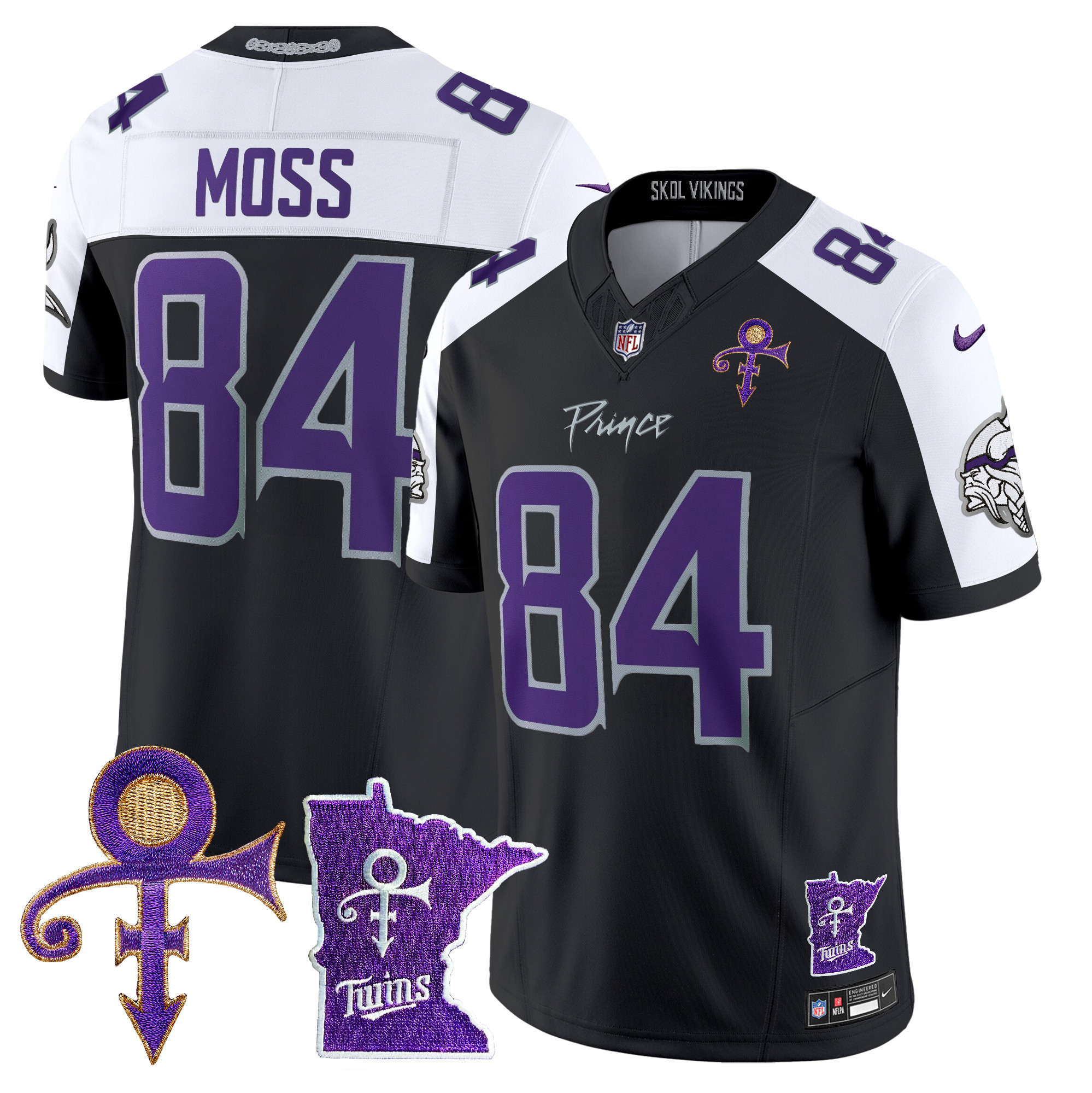 Men's Randy Moss Minnesota Vikings 2024 Prince Vapor Limited Black Alternate Jersey V2 - All Stitched