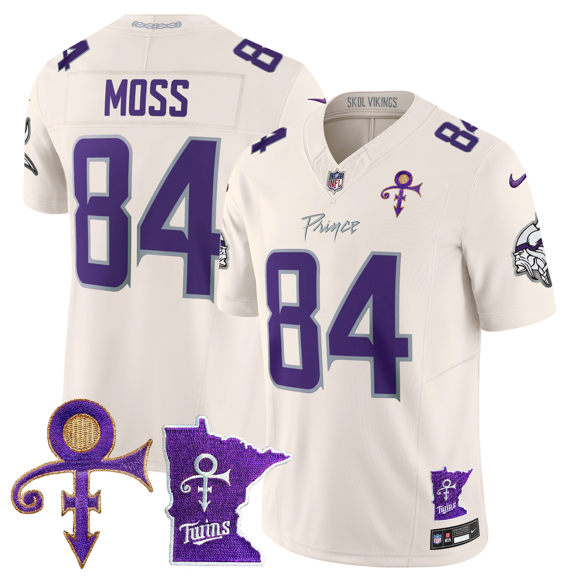Men's Randy Moss Minnesota Vikings 2024 Prince Vapor Limited Cream Jersey V2 - All Stitched