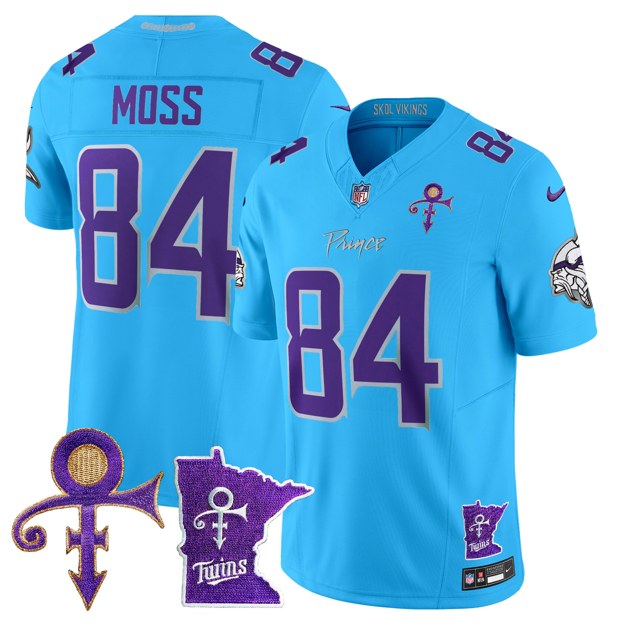 Men's Randy Moss Minnesota Vikings 2024 Prince Vapor Limited Light Blue Jersey V2 - All Stitched