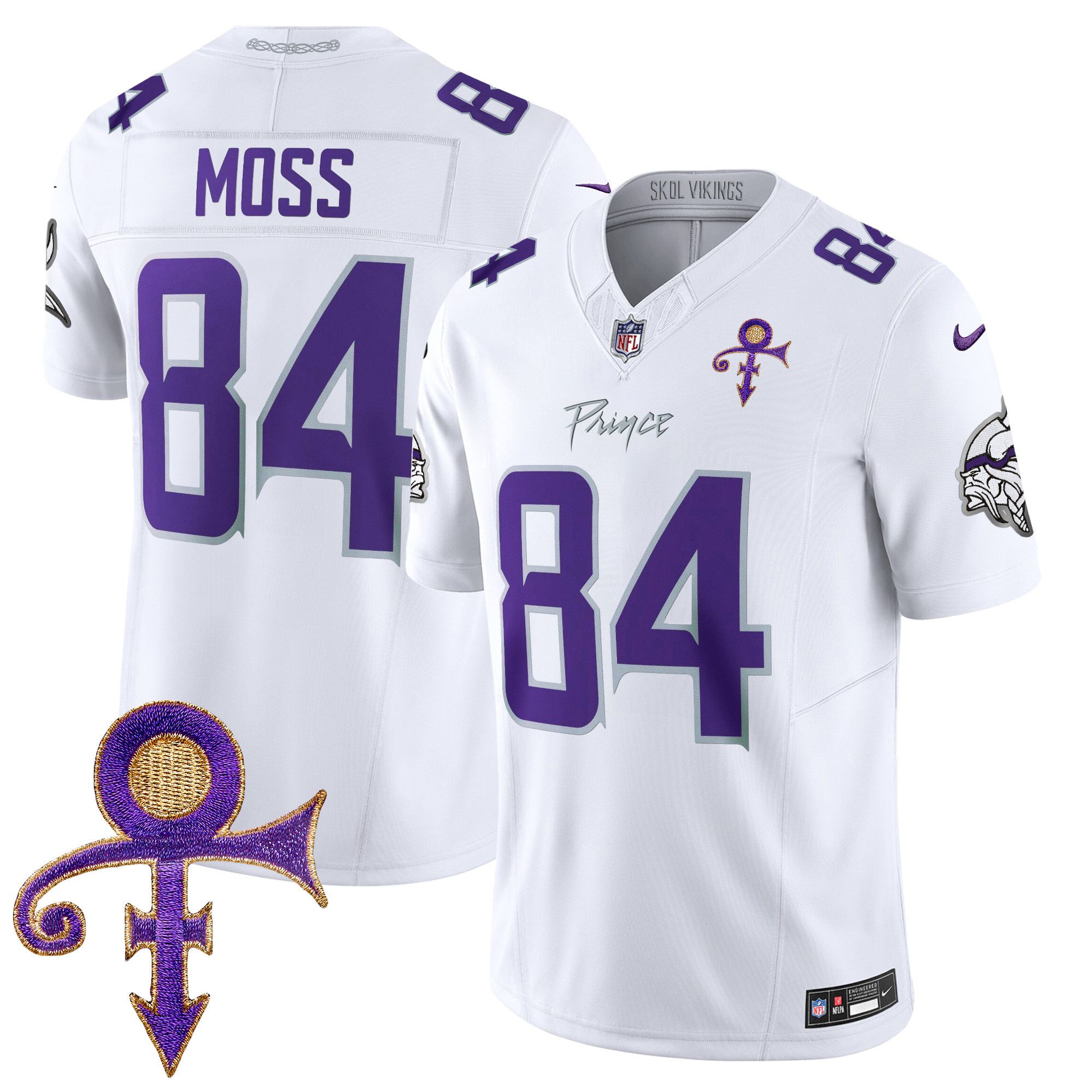 Men's Randy Moss Minnesota Vikings 2024 Prince Vapor Limited White Limited Jersey - All Stitched