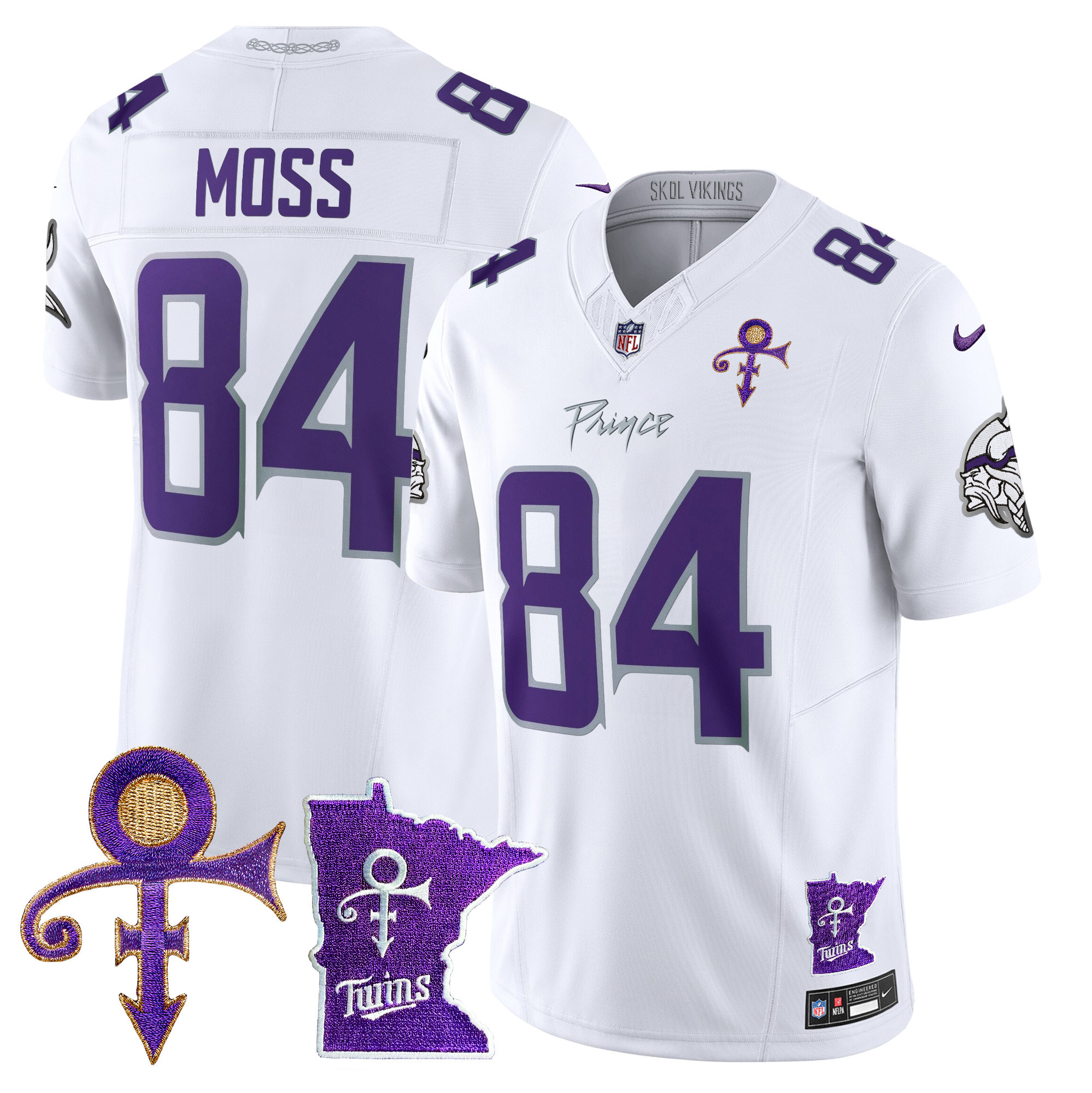 Men's Randy Moss Minnesota Vikings 2024 Prince Vapor Limited White Limited Jersey V2 - All Stitched