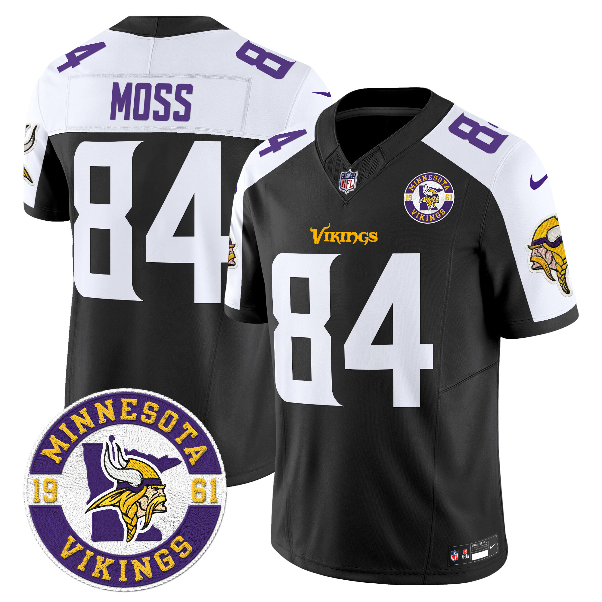 Men's Randy Moss Minnesota Vikings 2024 Vapor Limited Black Alternate Jersey - All Stitched