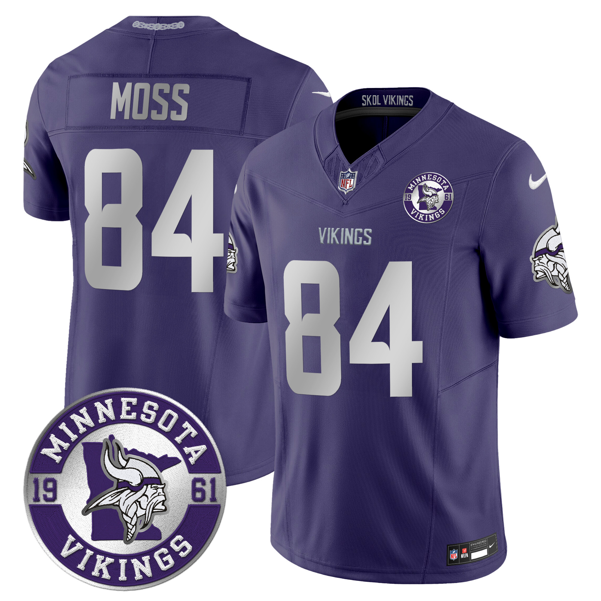 Men's Randy Moss Minnesota Vikings 2024 Vapor Limited Purple Jersey - All Stitched