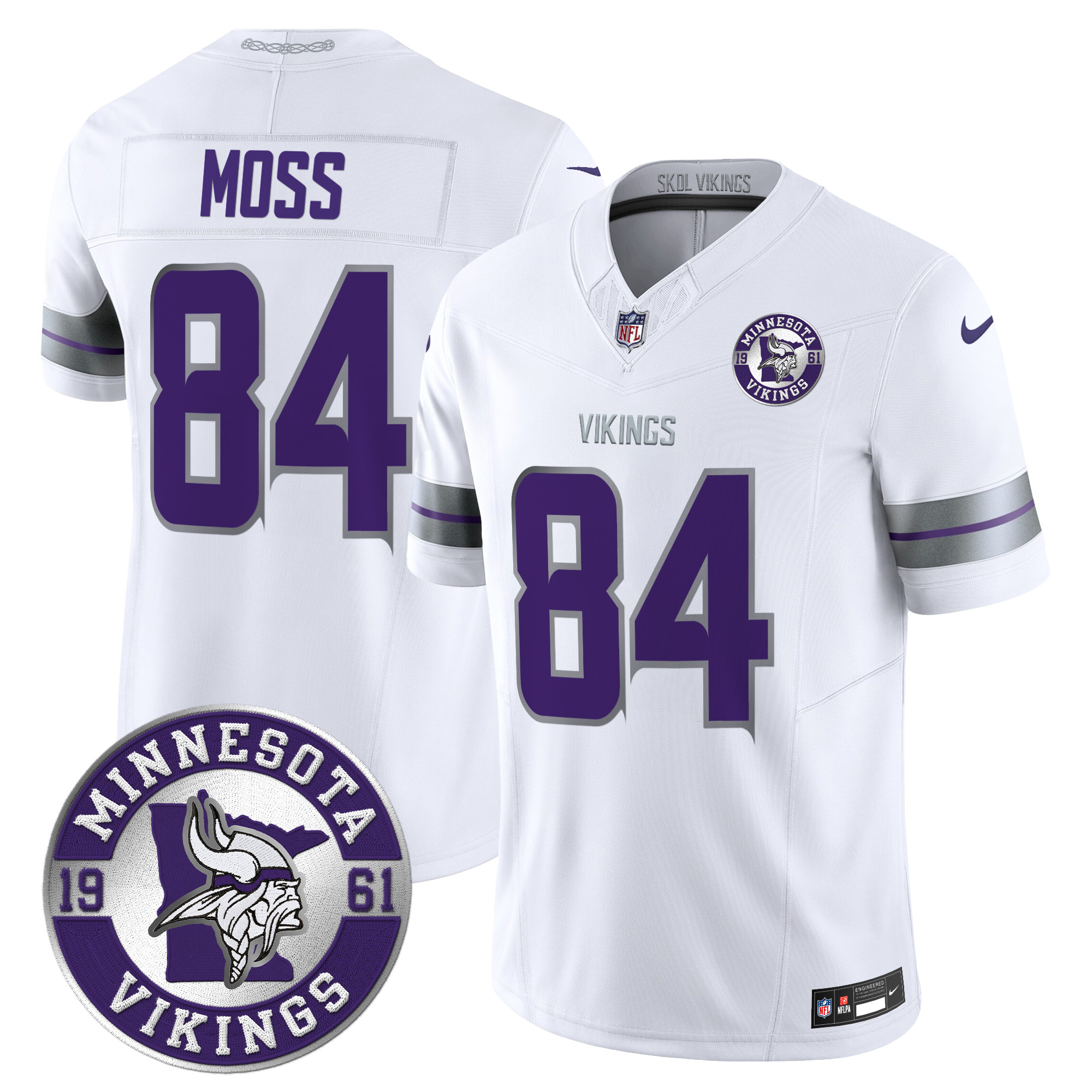 Men's Randy Moss Minnesota Vikings 2024 Vapor Limited White Jersey - All Stitched