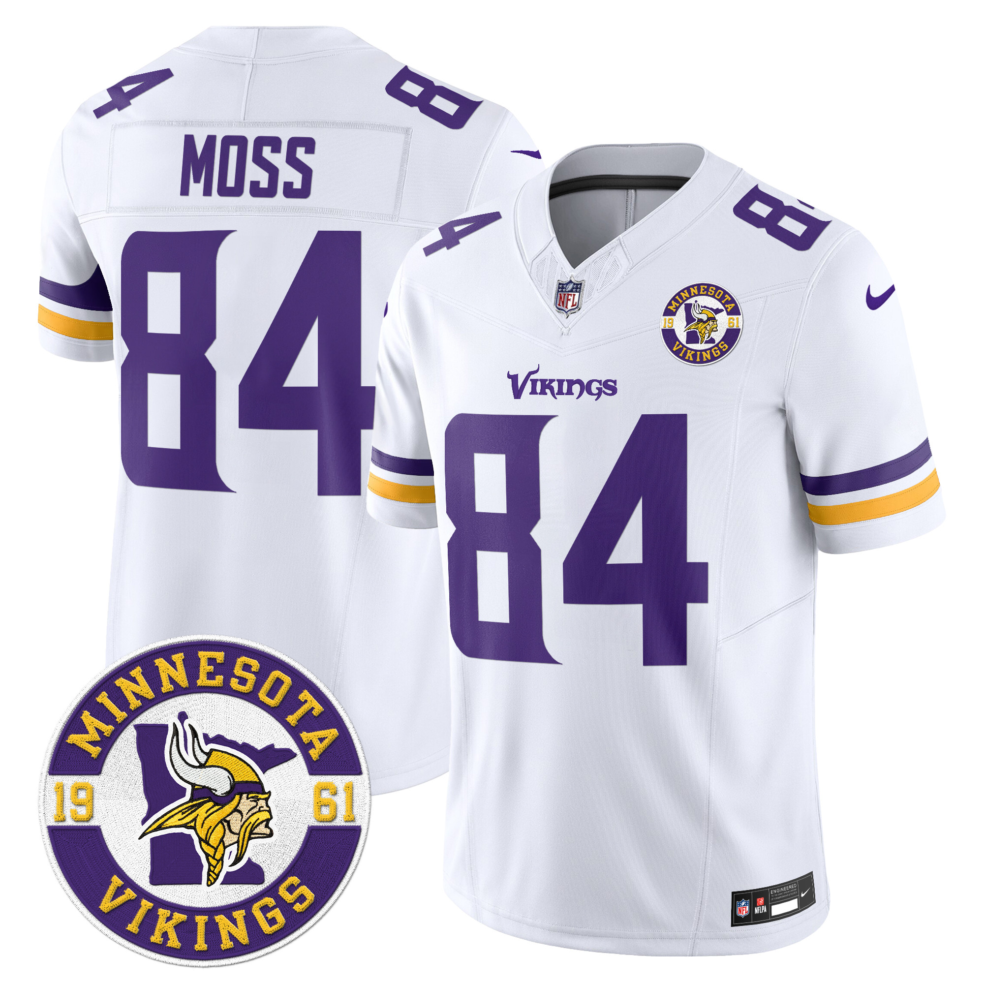 Men's Randy Moss Minnesota Vikings 2024 Vapor Limited White Jersey - All Stitched