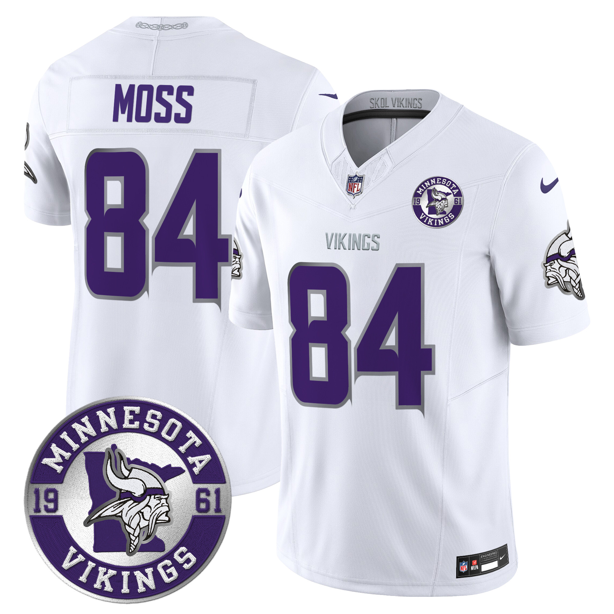 Men's Randy Moss Minnesota Vikings 2024 Vapor Limited White Limited Jersey - All Stitched