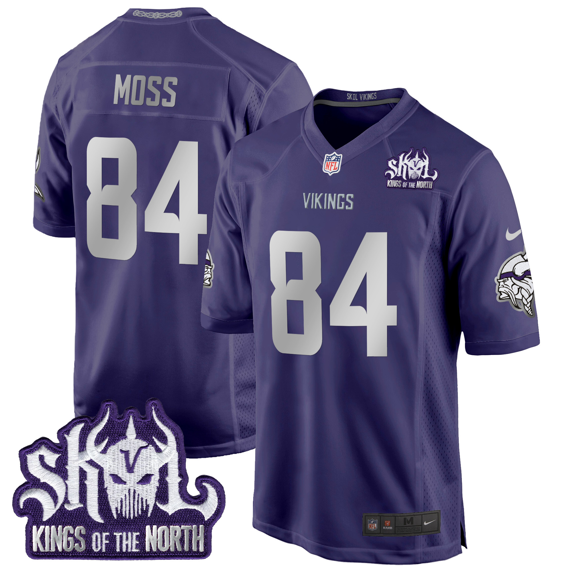Men's Randy Moss Minnesota Vikings 2024 Winter Warrior Skol Patch Game Purple Jersey - All Stitched