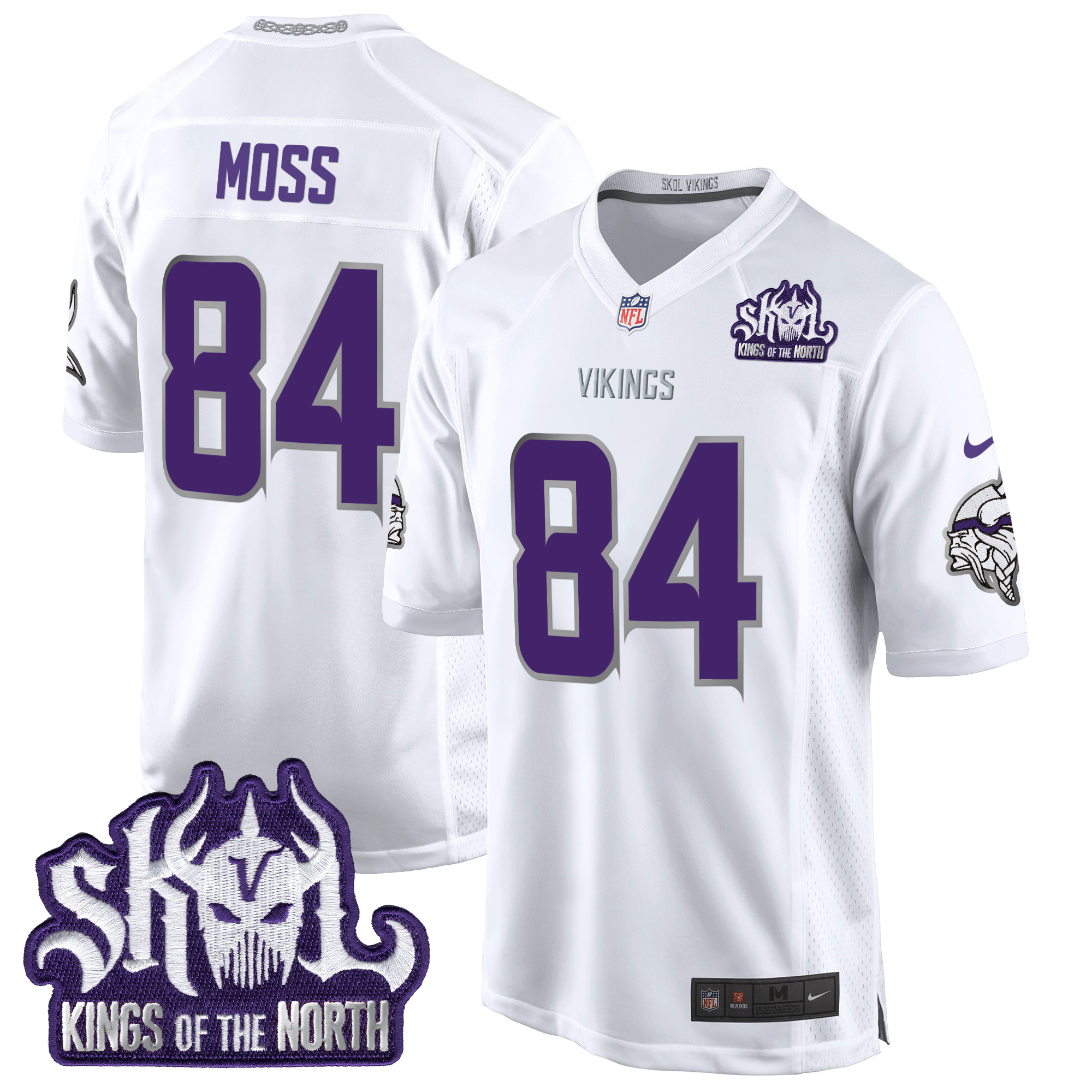 Men's Randy Moss Minnesota Vikings 2024 Winter Warrior Skol Patch Game White Limited Jersey - All Stitched