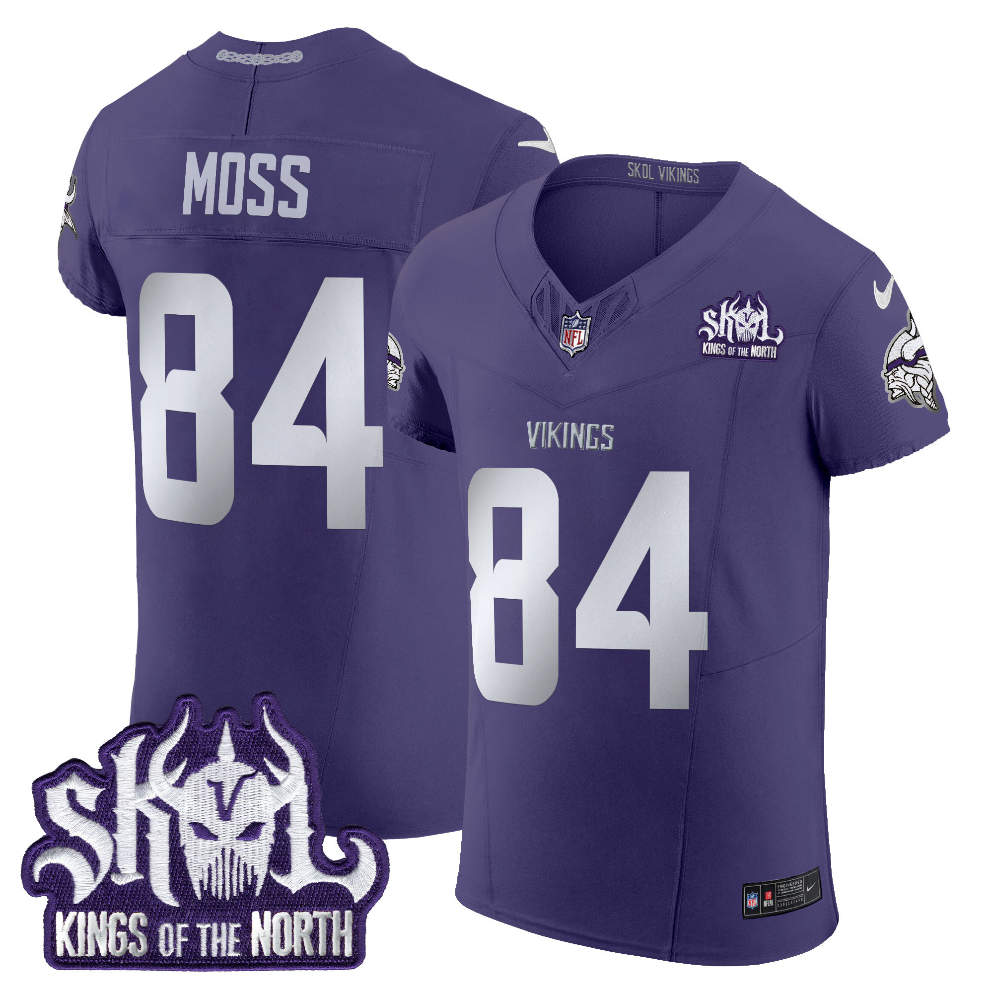 Men's Randy Moss Minnesota Vikings 2024 Winter Warrior Skol Patch Vapor Elite Purple Jersey - All Stitched