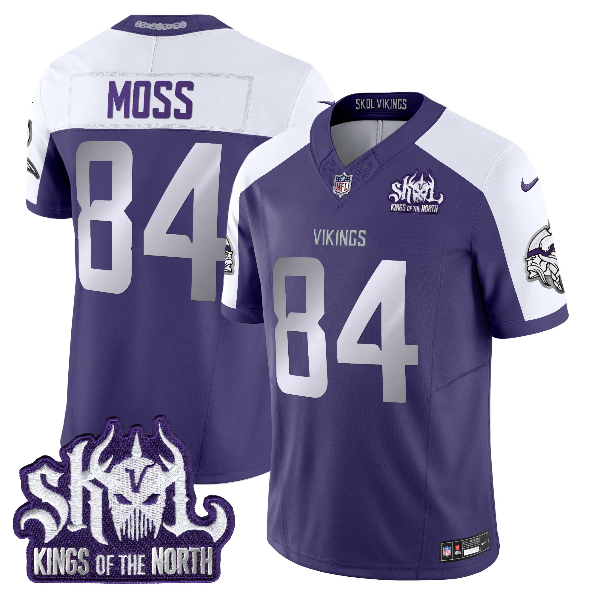 Men's Randy Moss Minnesota Vikings 2024 Winter Warrior Skol Patch Vapor Limited Purple Alternate Jersey - All Stitched