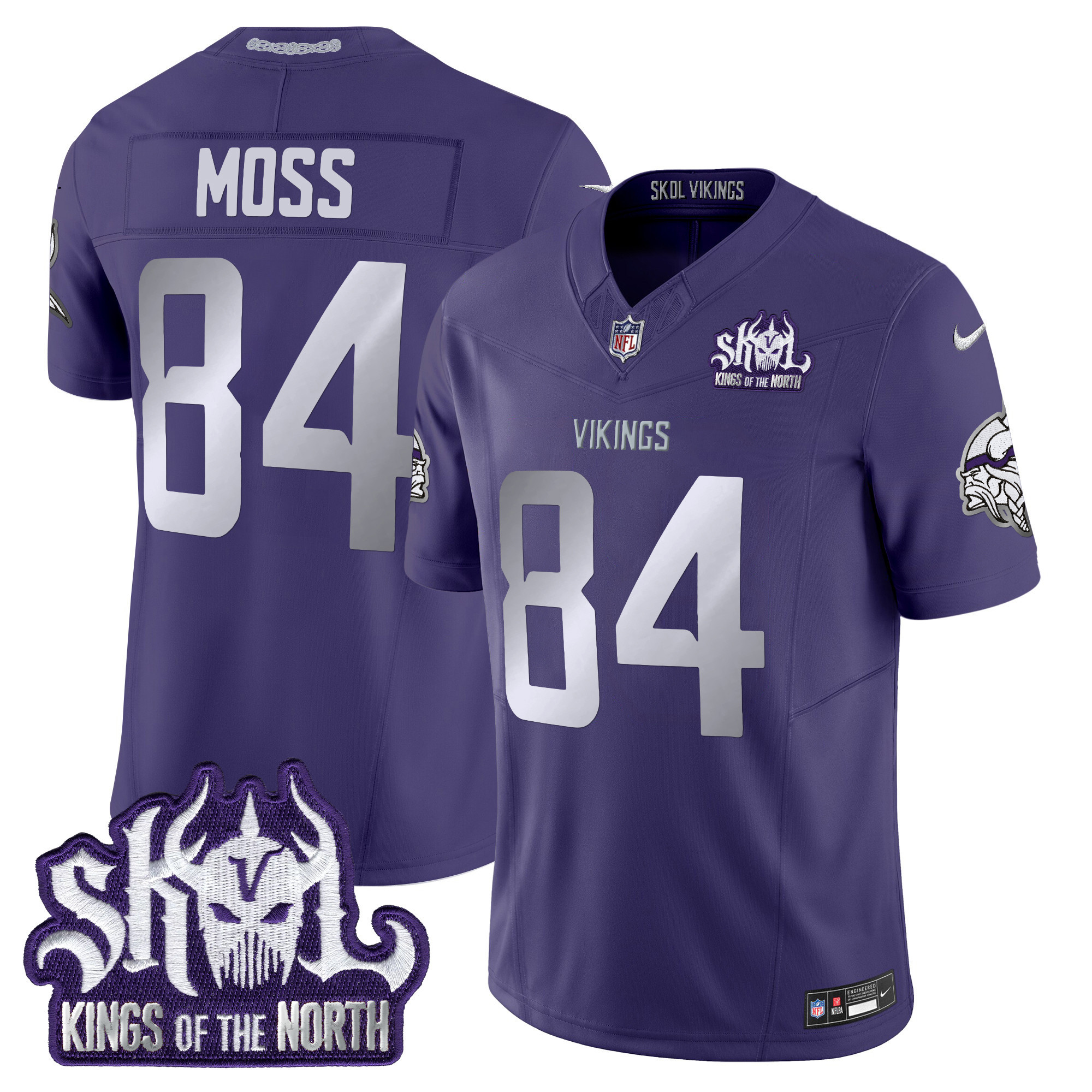 Men's Randy Moss Minnesota Vikings 2024 Winter Warrior Skol Patch Vapor Limited Purple Jersey - All Stitched