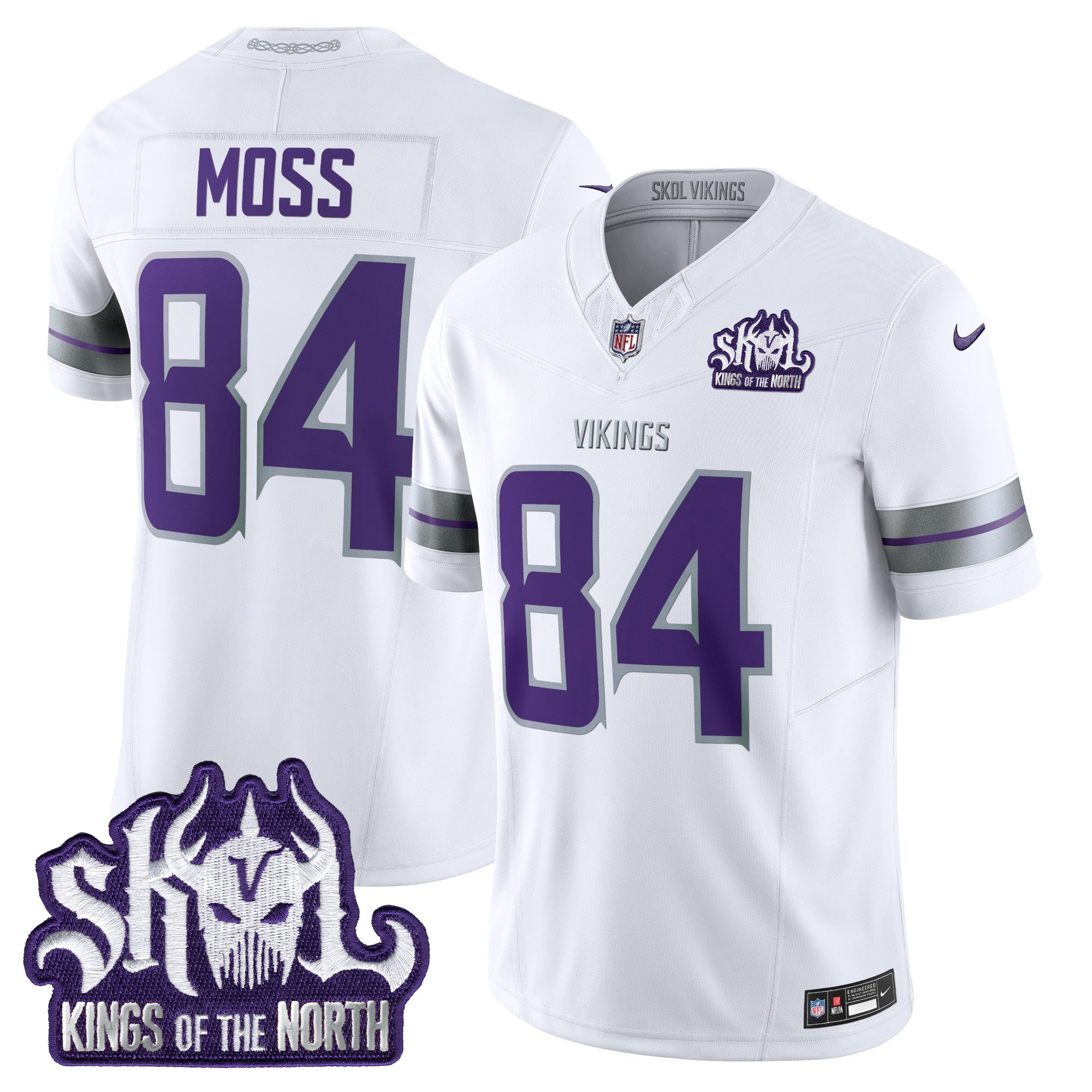Men's Randy Moss Minnesota Vikings 2024 Winter Warrior Skol Patch Vapor Limited White Jersey - All Stitched