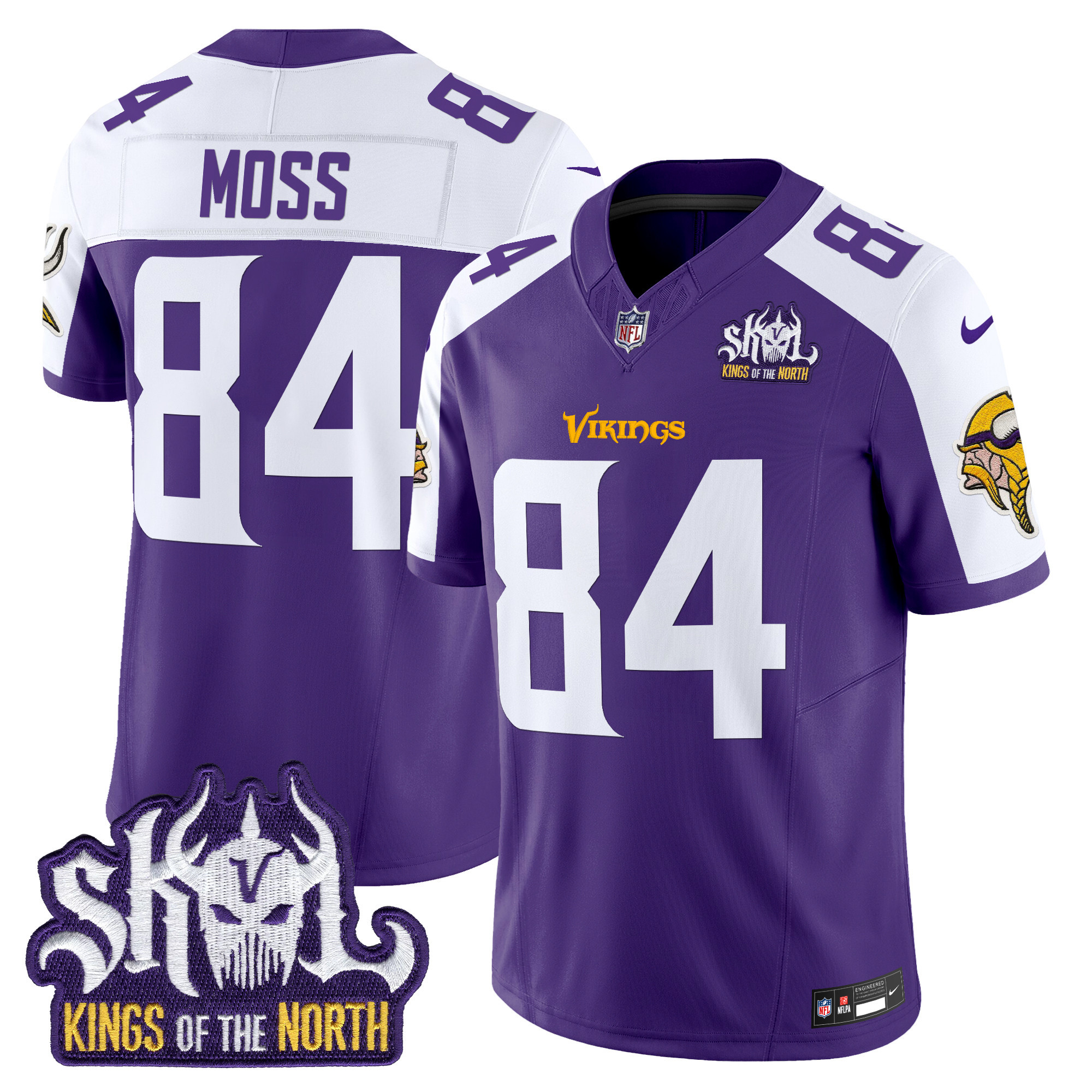 Men's Randy Moss Minnesota Vikings Kings Of The North Patch Vapor Limited Purple Alternate Jersey - All Stitched