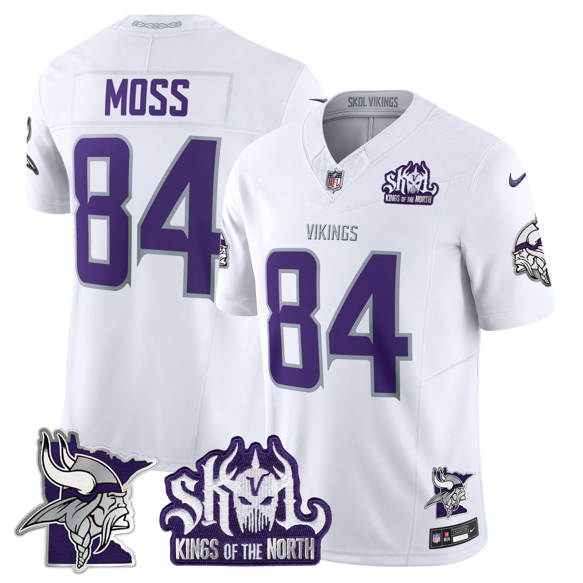 Men's Randy Moss Minnesota Vikings Kings Of The North Patch Vapor Limited Winter Warrior Jersey - All Stitched