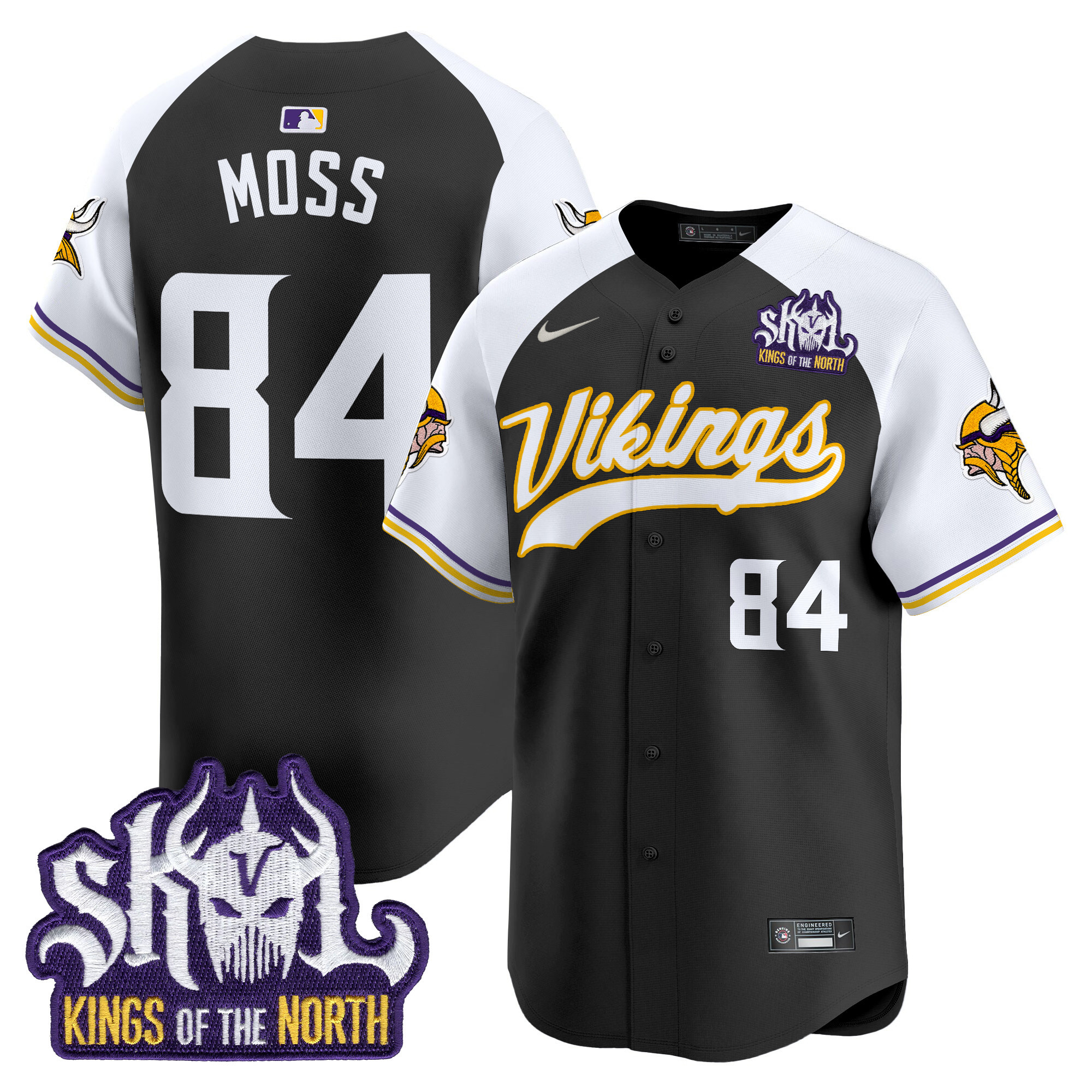 Men's Randy Moss Minnesota Vikings Kings Of The North Patch Vapor Premier Limited Black Alternate Jersey - All Stitched