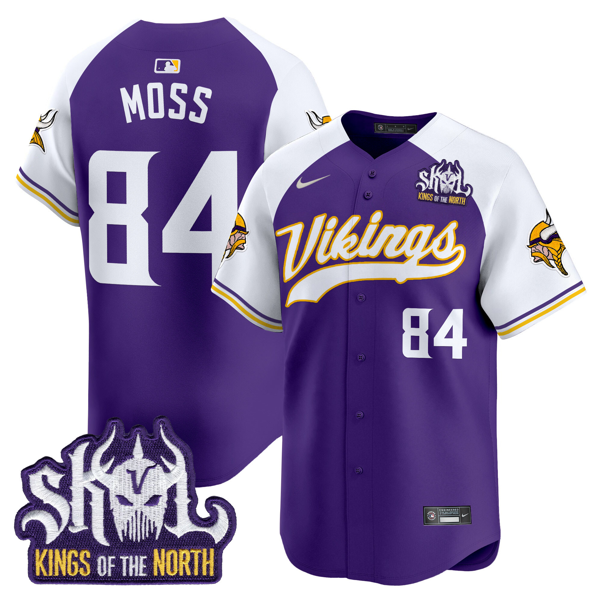 Men's Randy Moss Minnesota Vikings Kings Of The North Patch Vapor Premier Limited Purple Alternate Jersey - All Stitched