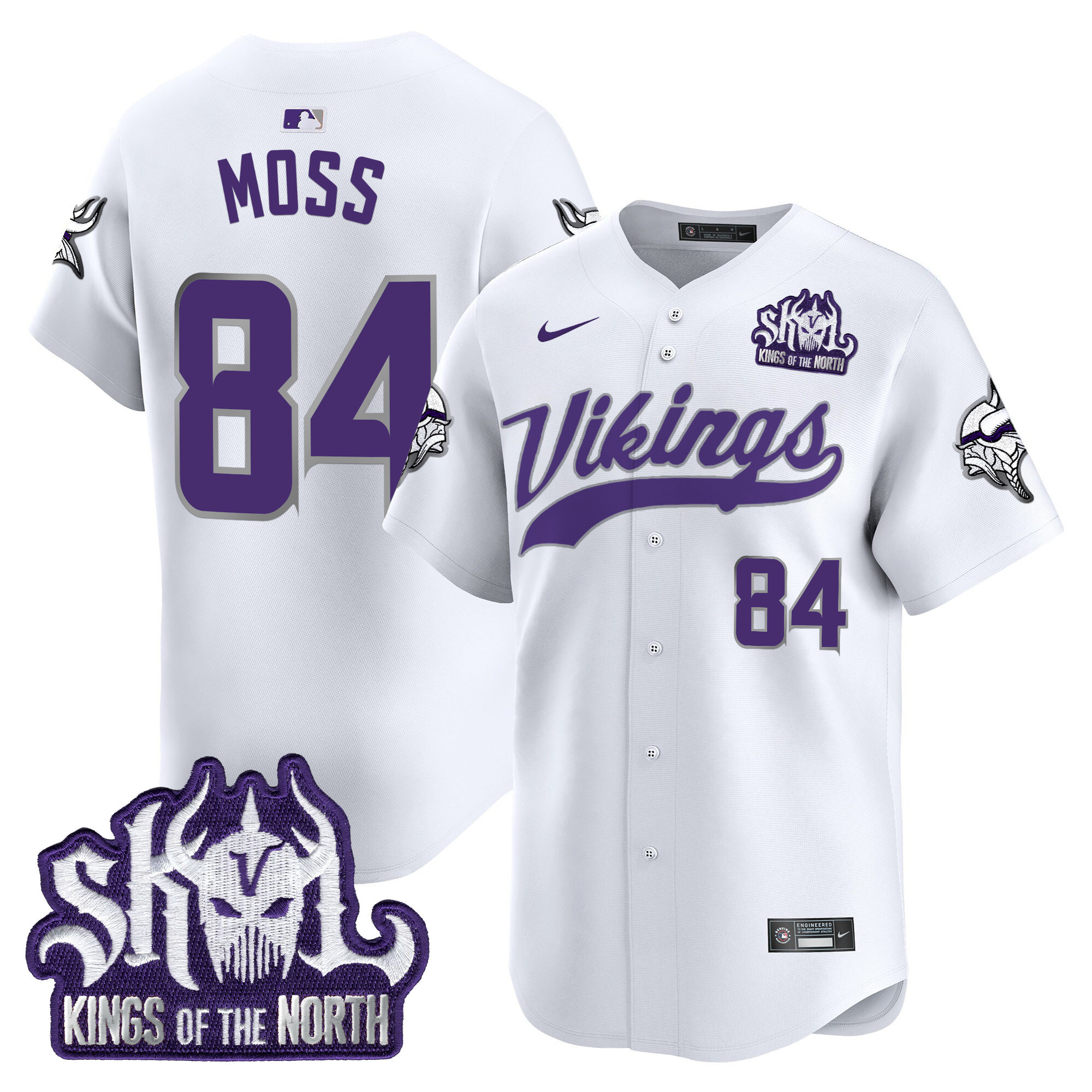 Men's Randy Moss Minnesota Vikings Kings Of The North Patch Vapor Premier Limited Winter Warrior Jersey - All Stitched