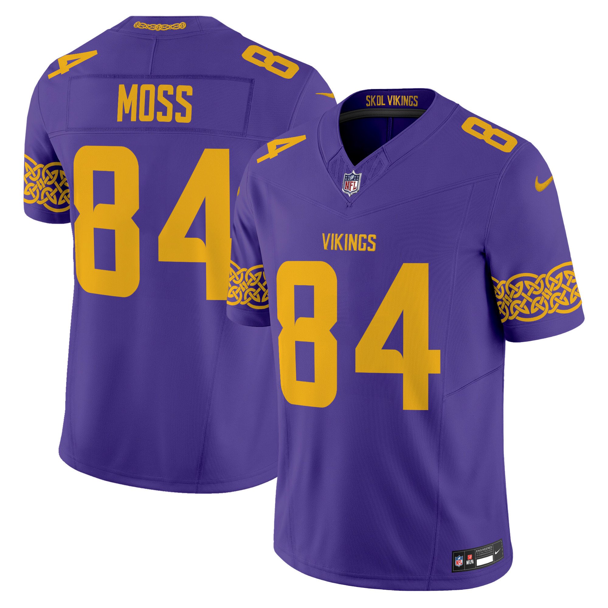Men's Randy Moss Minnesota Vikings Nordic Pattern Vapor Limited Purple Jersey - All Stitched