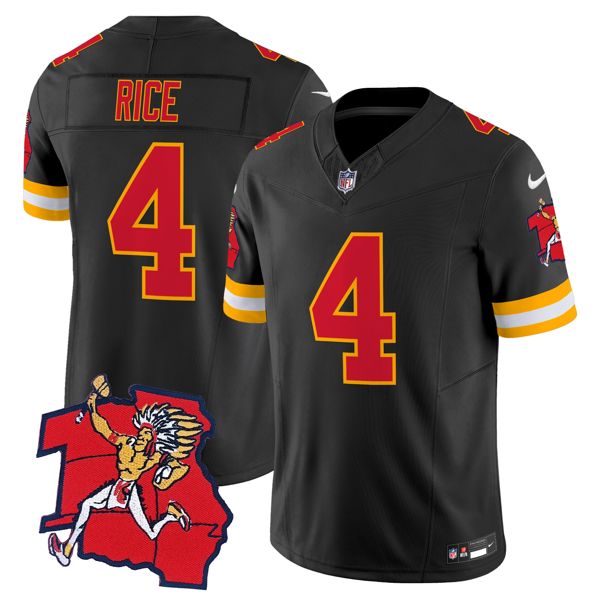 Men's Rashee Rice Kansas City Chiefs 1963 Throwback Vapor Limited Black Jersey - All Stitched