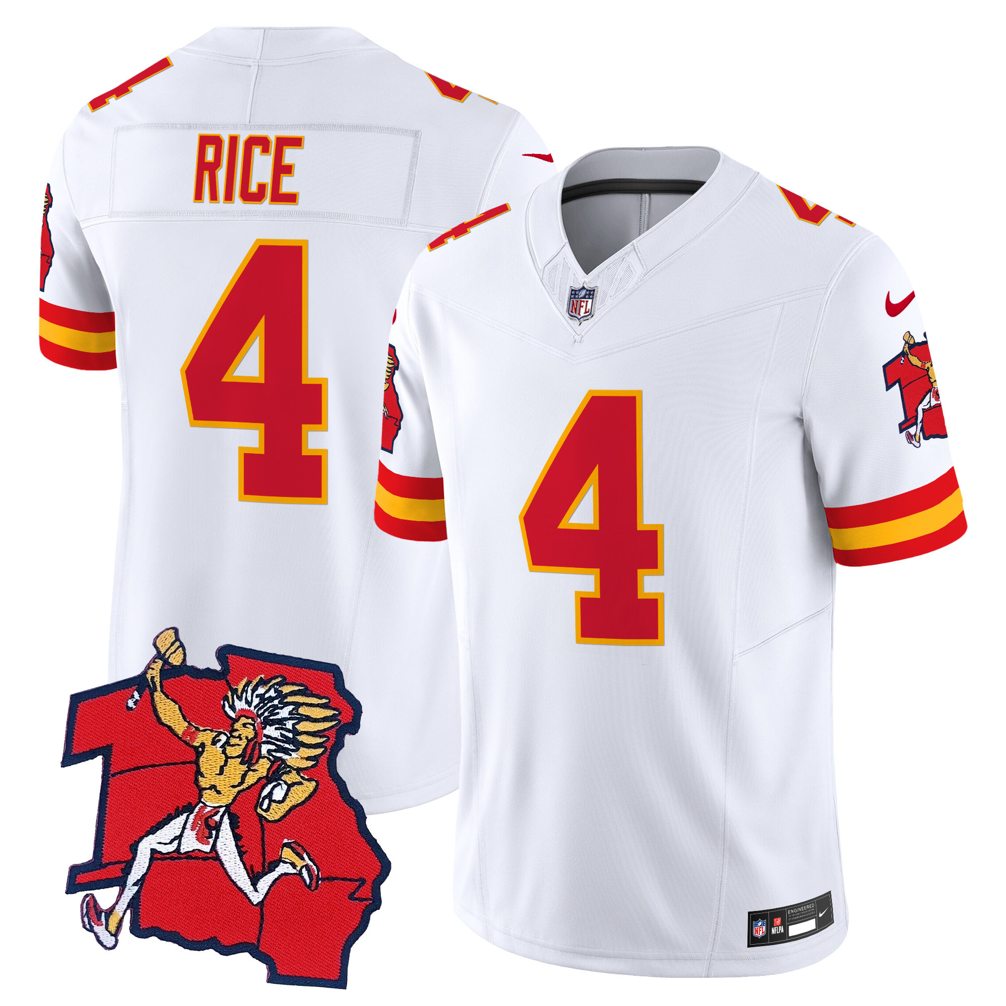 Men's Rashee Rice Kansas City Chiefs 1963 Throwback Vapor Limited White Jersey - All Stitched