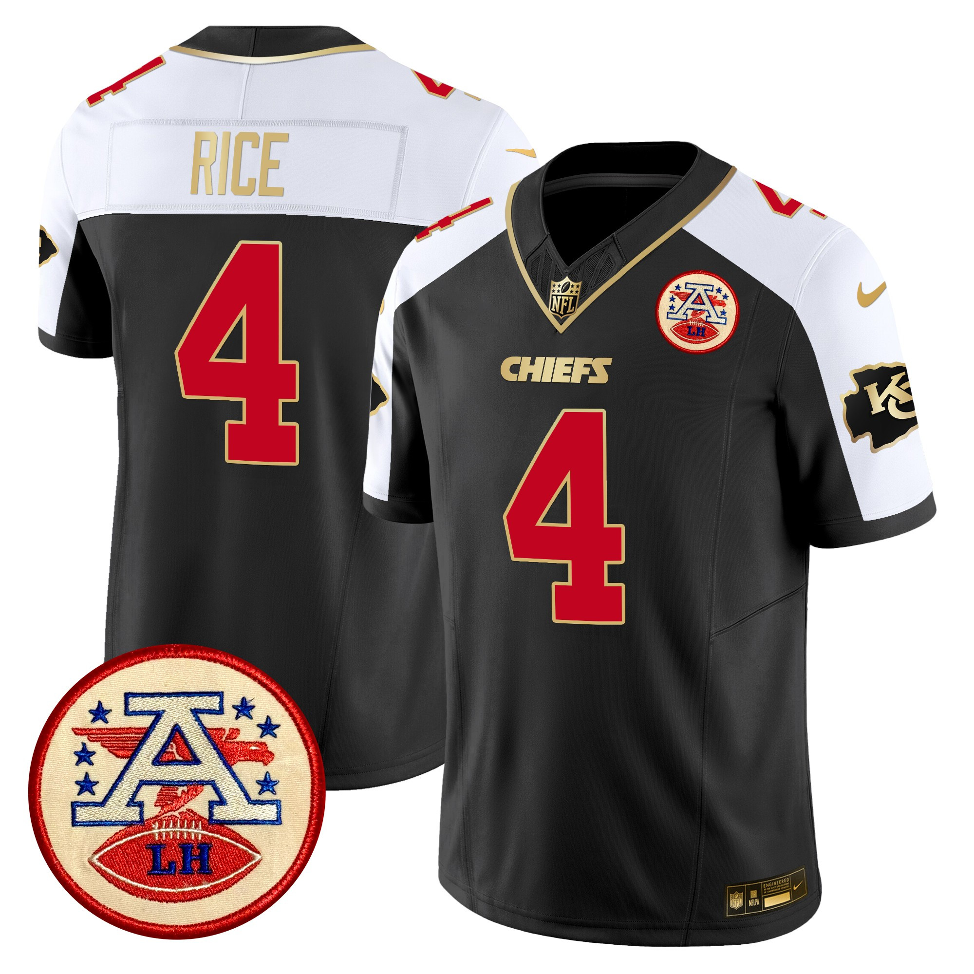 Men's Rashee Rice Kansas City Chiefs 2024 Lamar Hunt Patch Vapor Limited Black Alternate Jersey - All Stitched