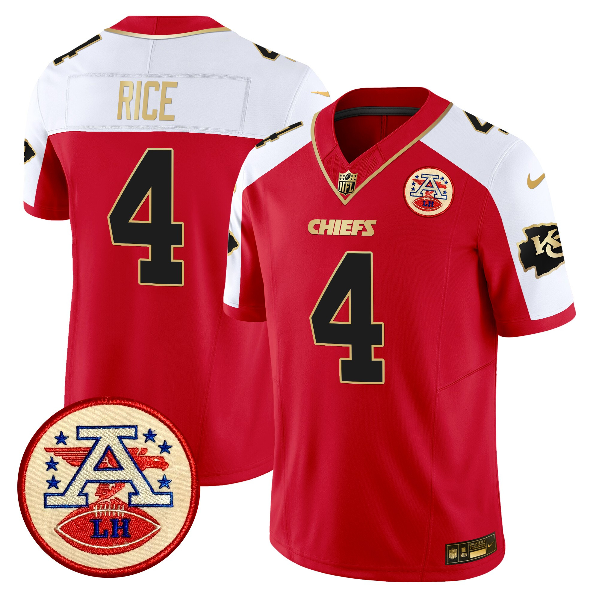 Men's Rashee Rice Kansas City Chiefs 2024 Lamar Hunt Patch Vapor Limited Red Alternate Jersey - All Stitched