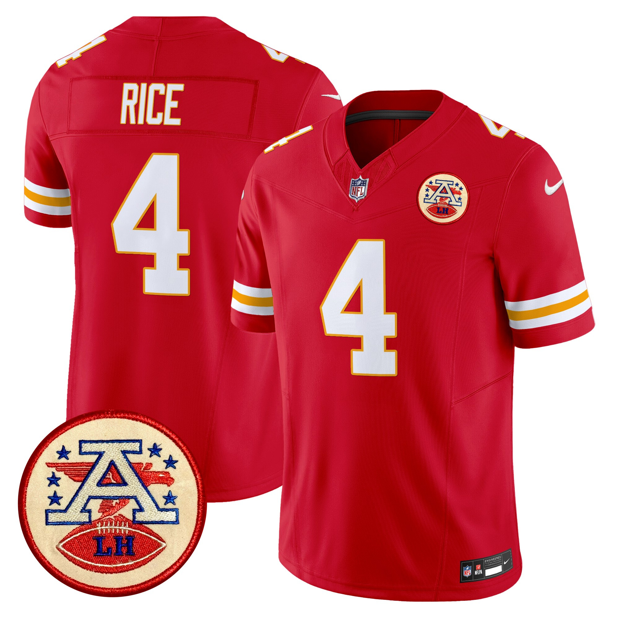 Men's Rashee Rice Kansas City Chiefs 2024 Lamar Hunt Patch Vapor Limited Red Jersey - All Stitched