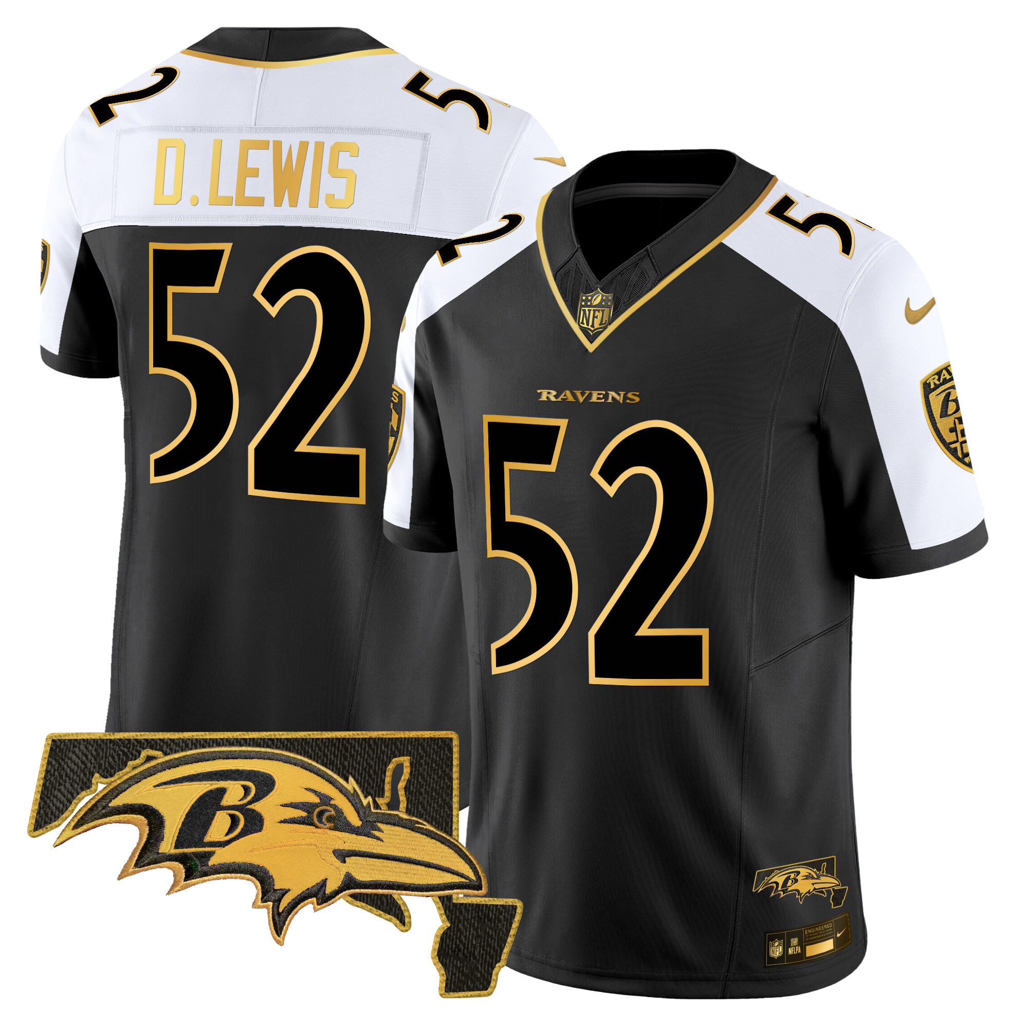 Men's Ray Lewis Baltimore Ravens 2024 Gold Vapor Limited Alternate Jersey - All Stitched
