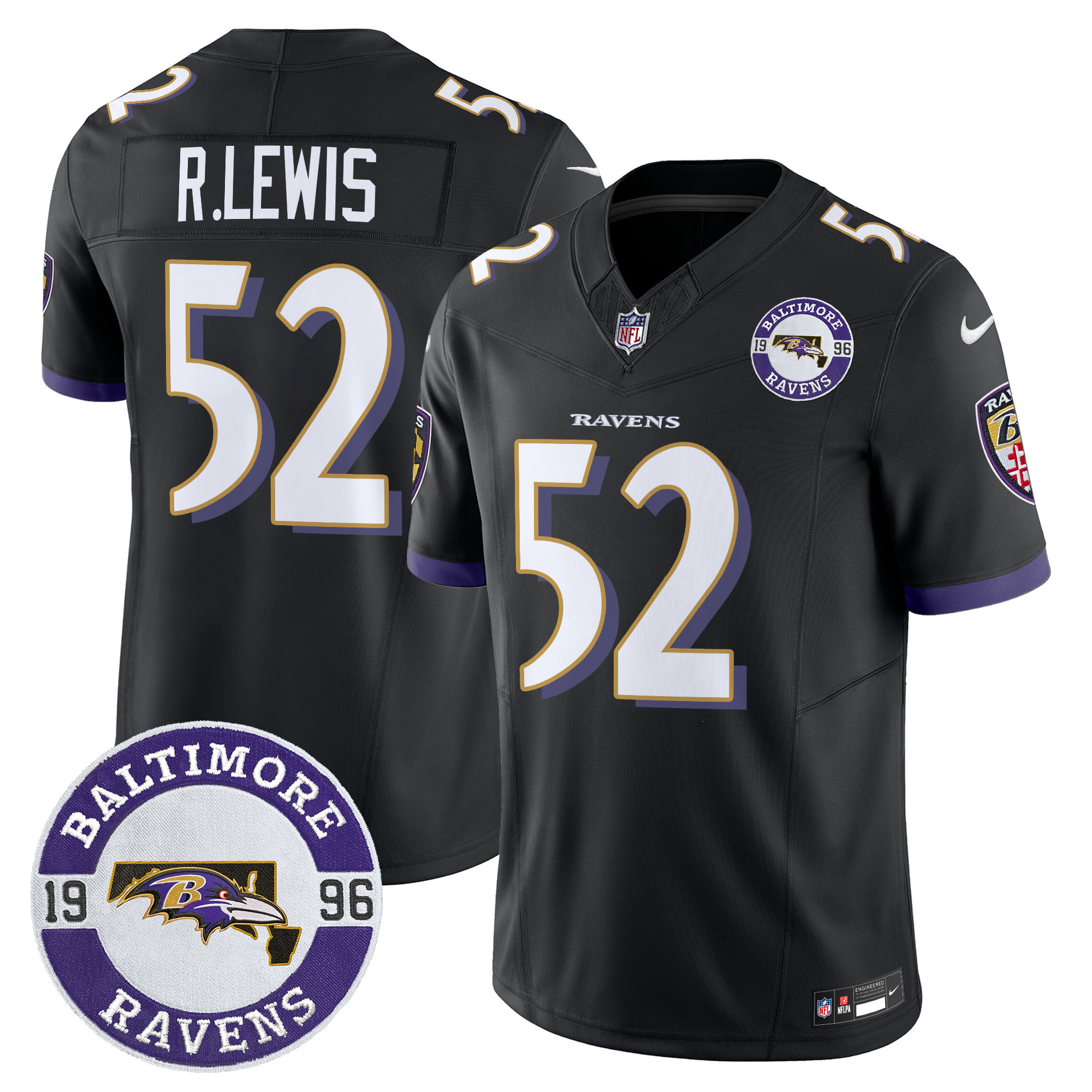 Men's Ray Lewis Baltimore Ravens 2024 Vapor Limited Black Jersey - All Stitched