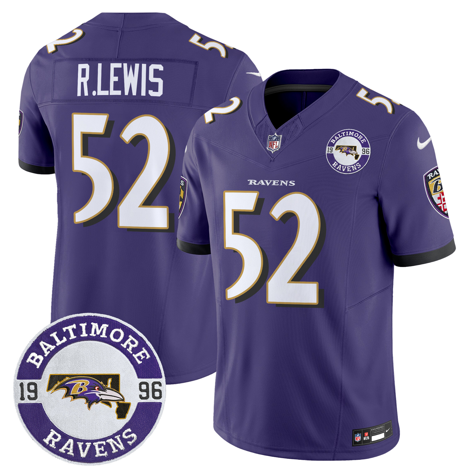 Men's Ray Lewis Baltimore Ravens 2024 Vapor Limited Purple Jersey - All Stitched